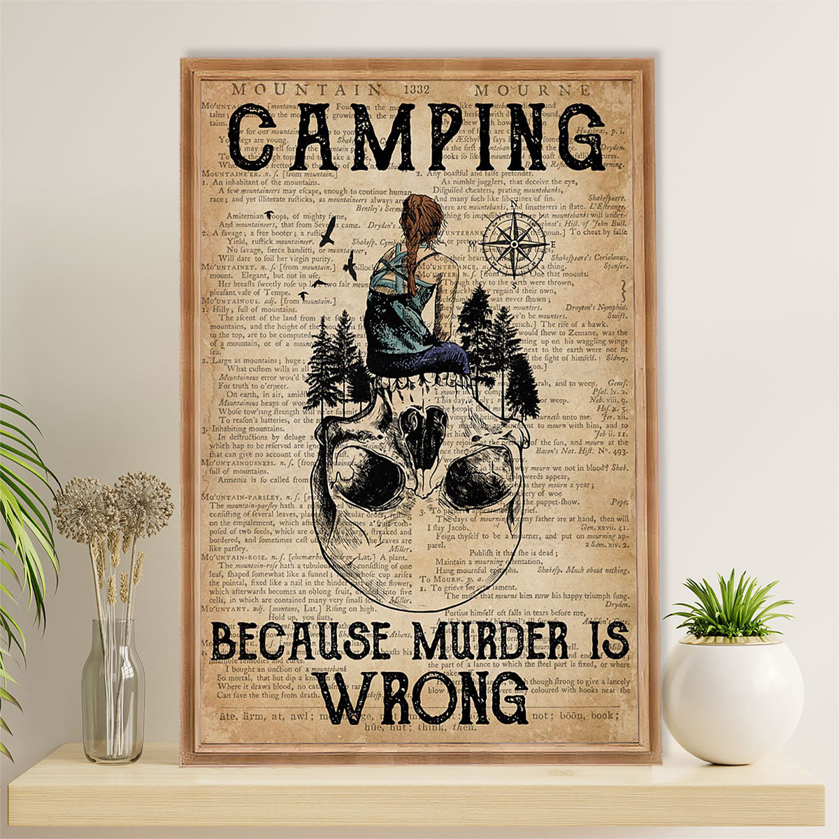 Camping Canvas | Camping Because Murder Is Wrong | Wall Art Gift for Campers