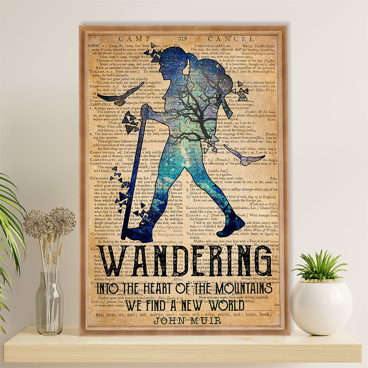 Camping Poster | Wandering Into The Heart Of The Mountains | Wall Art Gift for Camper