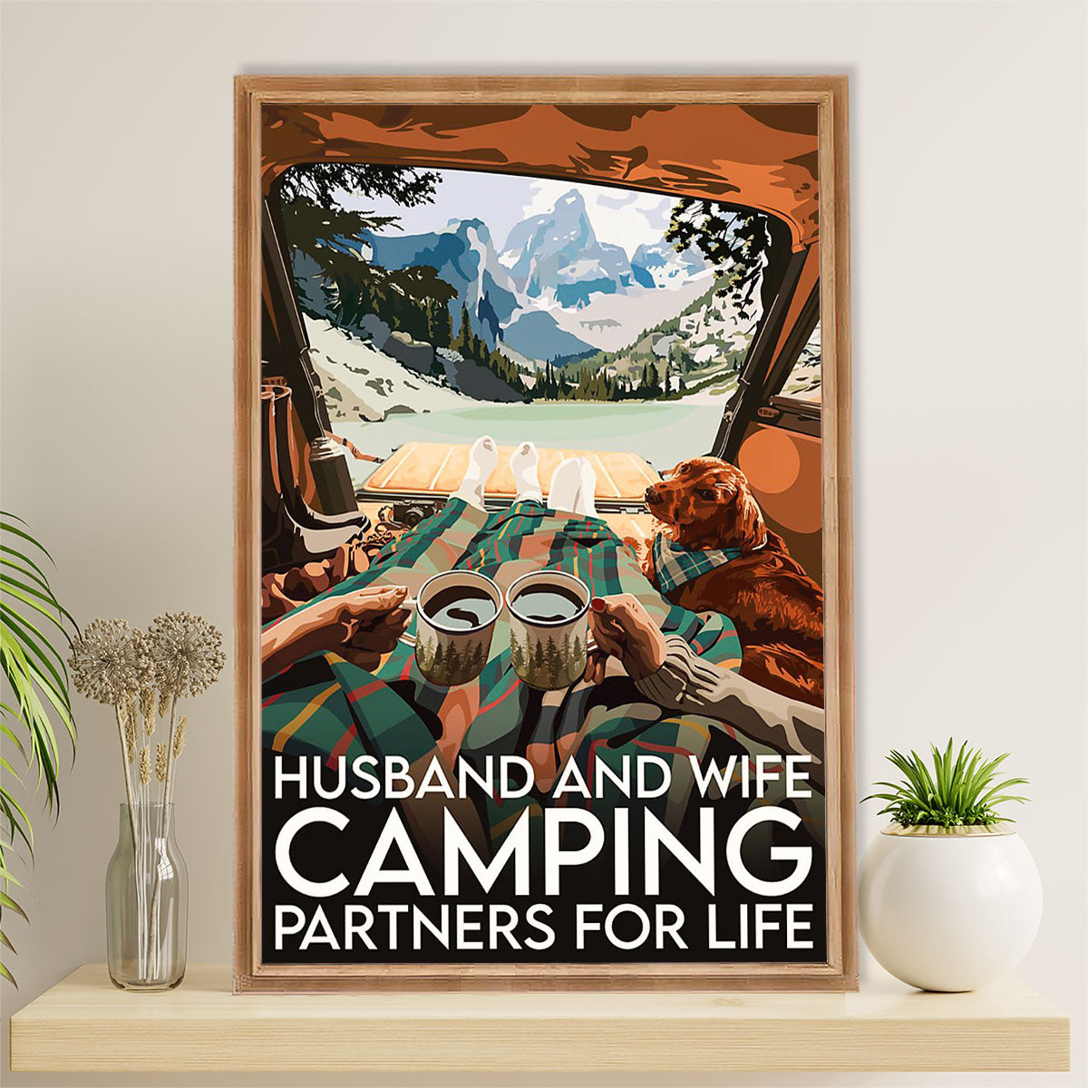 Camping Poster | Husband & Wife - Camping Partners for Life | Wall Art Gift for Camper