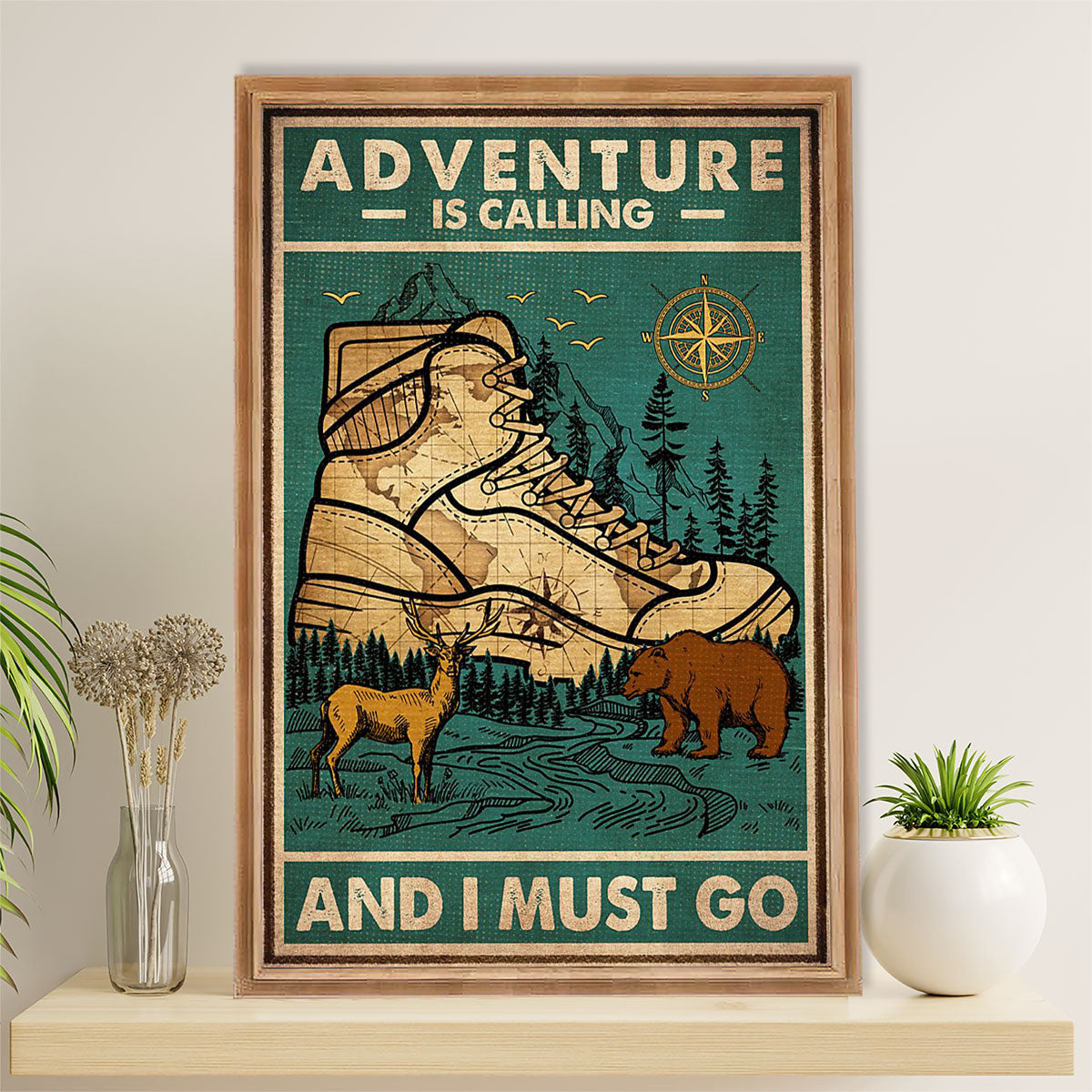 Camping Canvas | Adventure Is Calling & I Must Go | Wall Art Gift for Campers