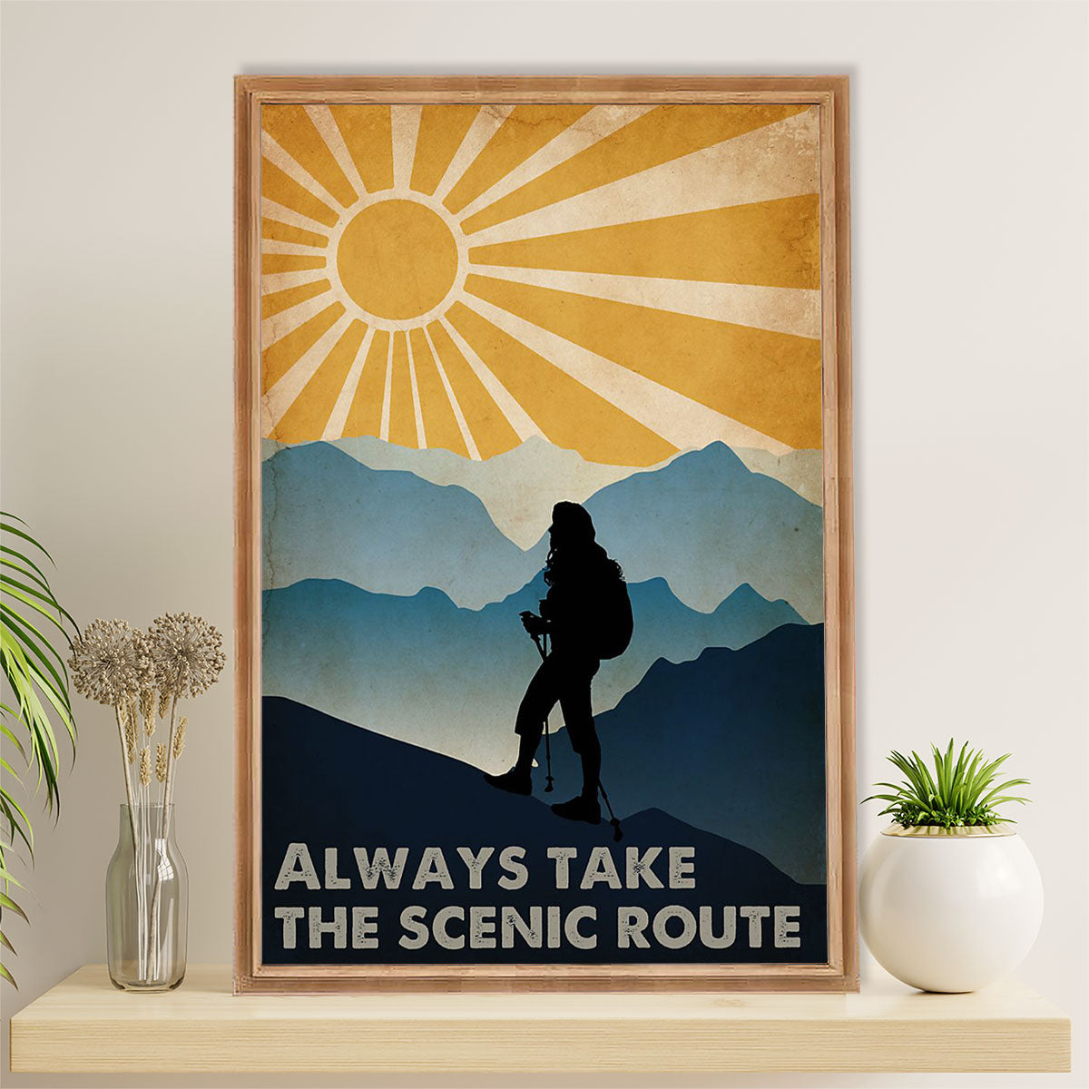 Camping Poster | Always Take The Scenic Route | Wall Art Gift for Camper