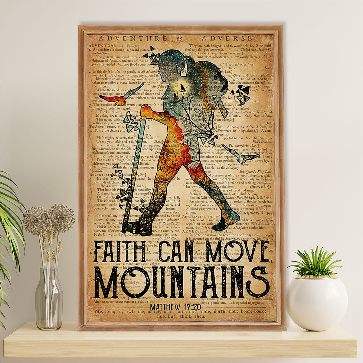 Camping Poster | Faith Can Move Mountains | Wall Art Gift for Camper