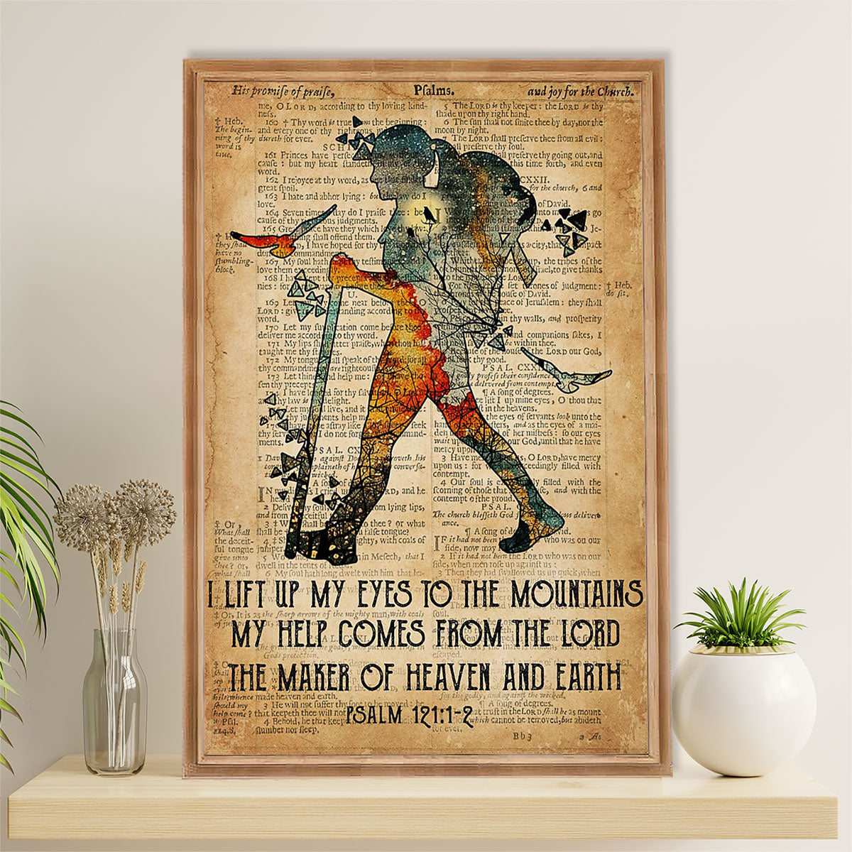 Camping Poster | Hiking - I Lift Up My Eyes To The Mountains | Wall Art Gift for Camper