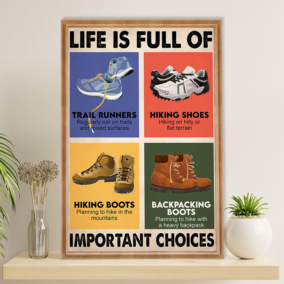 Camping Canvas | Hiking - Life Is Full of Important Choices | Wall Art Gift for Campers