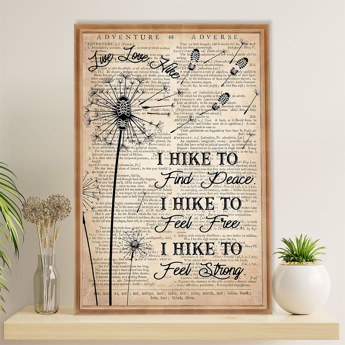 Camping Poster | Hiking - I Hike To Find Peace | Wall Art Gift for Camper