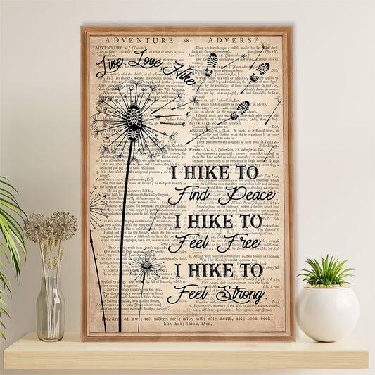 Camping Poster | Hiking - I Hike To Find Peace | Wall Art Gift for Camper