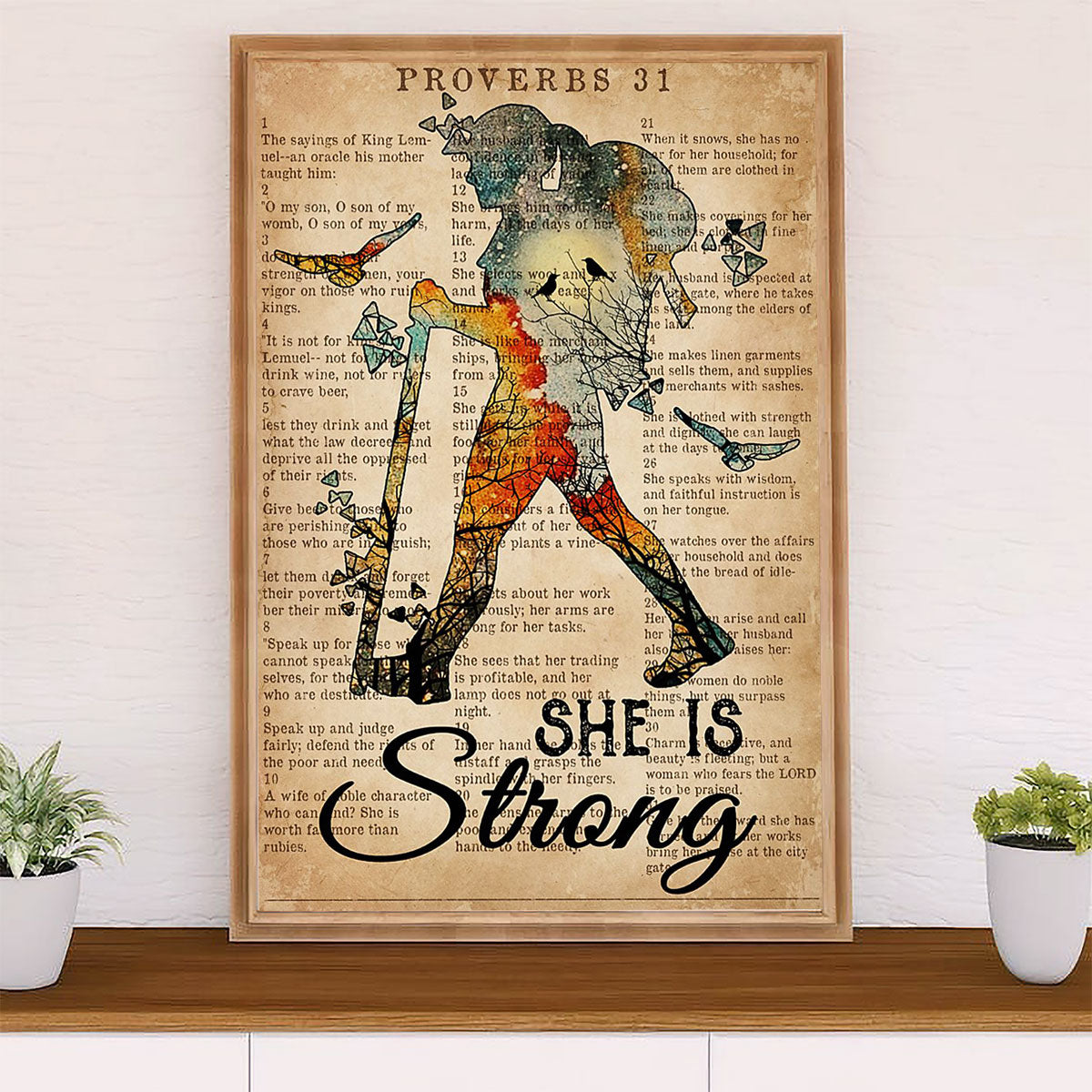 Camping Poster | Hiking - She Is Strong | Wall Art Gift for Camper