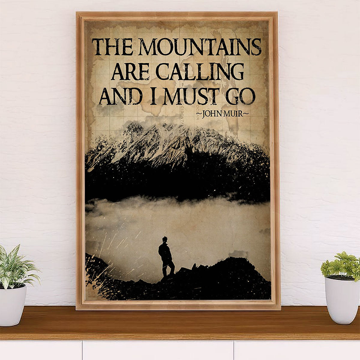 Camping Poster | Hiking - The Mountains Are Calling & I Must Go | Wall Art Gift for Camper