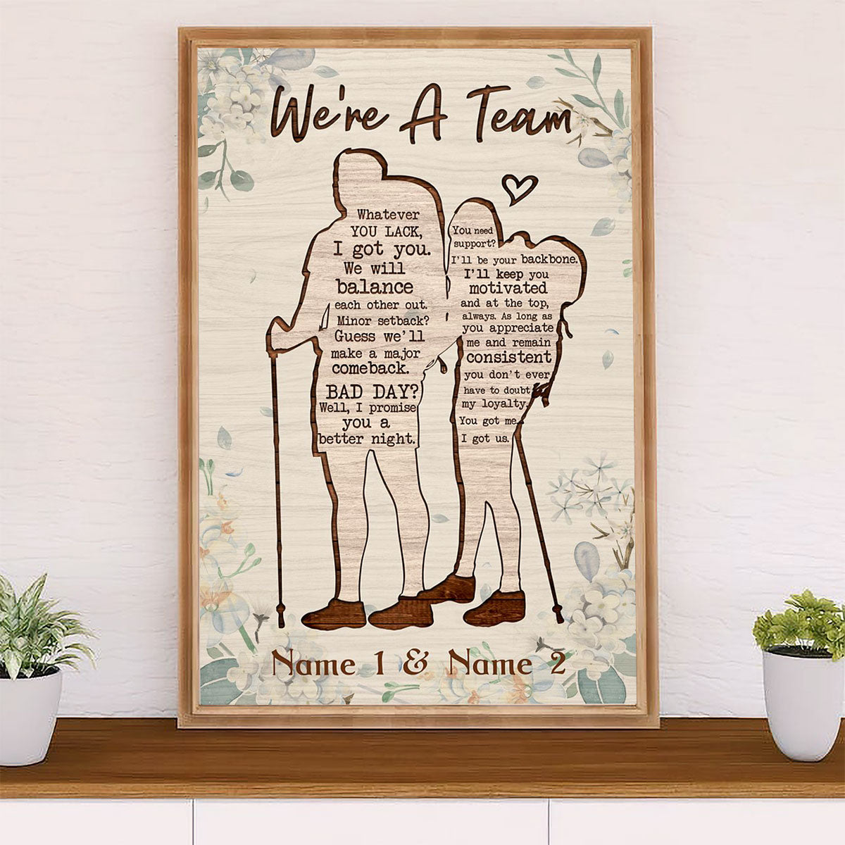 Camping Poster | Personalized Couple Name - We're A Team | Wall Art Gift for Camper