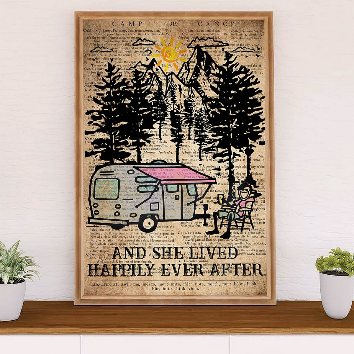 Camping Poster | And She Lived Happilly Ever After | Wall Art Gift for Camper