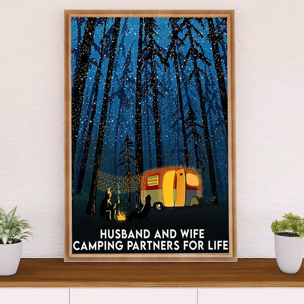 Camping Poster | Husband & Wife - Camping Partners For Life | Wall Art Gift for Camper
