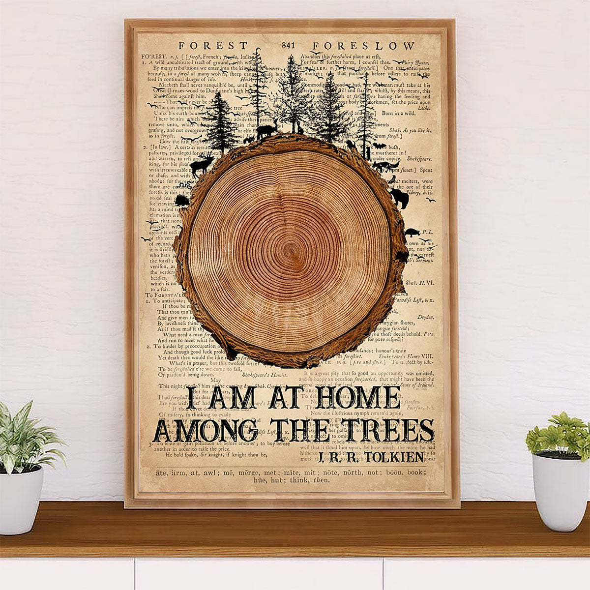 Camping Poster | I Am At Home Among The Trees | Wall Art Gift for Camper