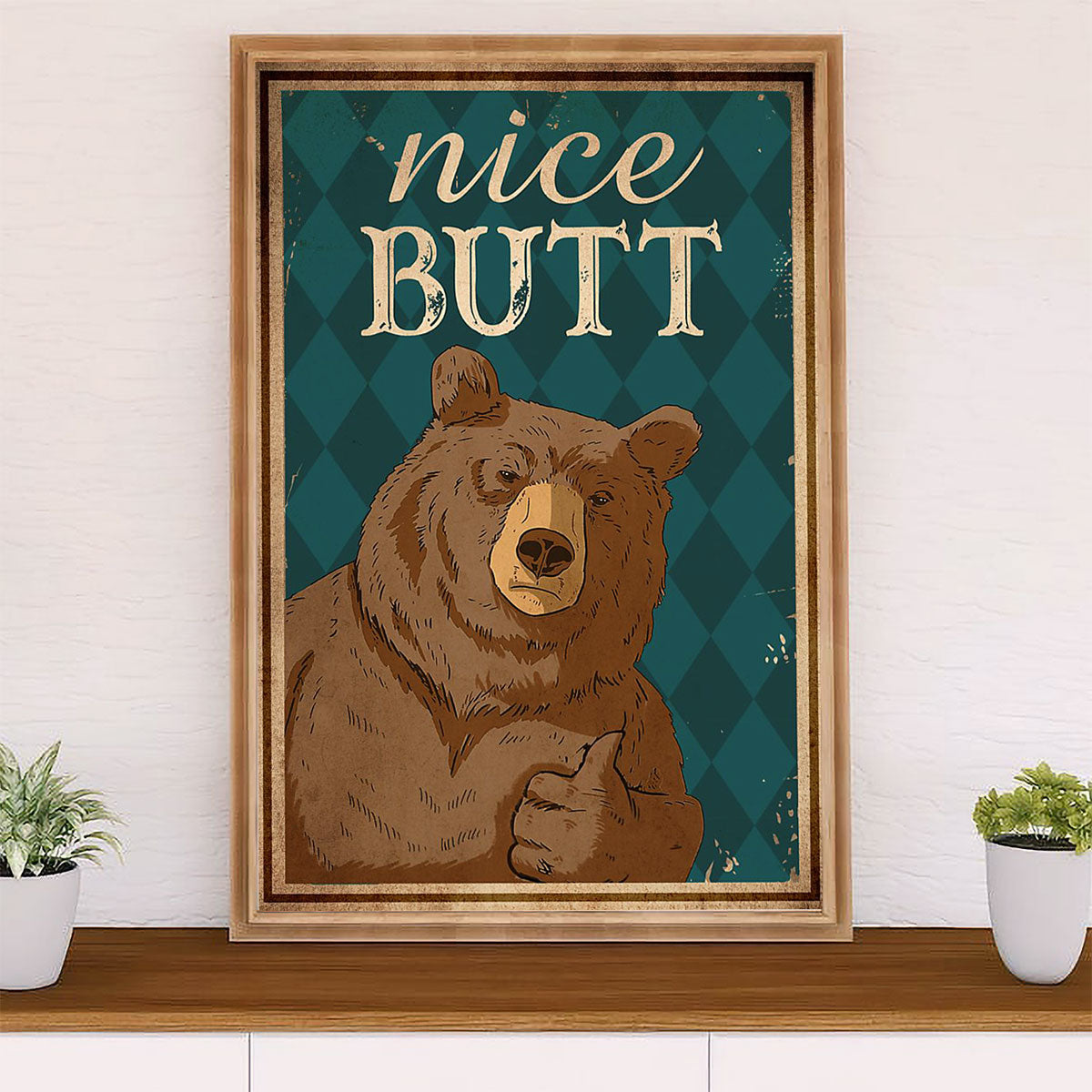 Camping Canvas | Funny Bear - Nice Butt | Wall Art Gift for Campers