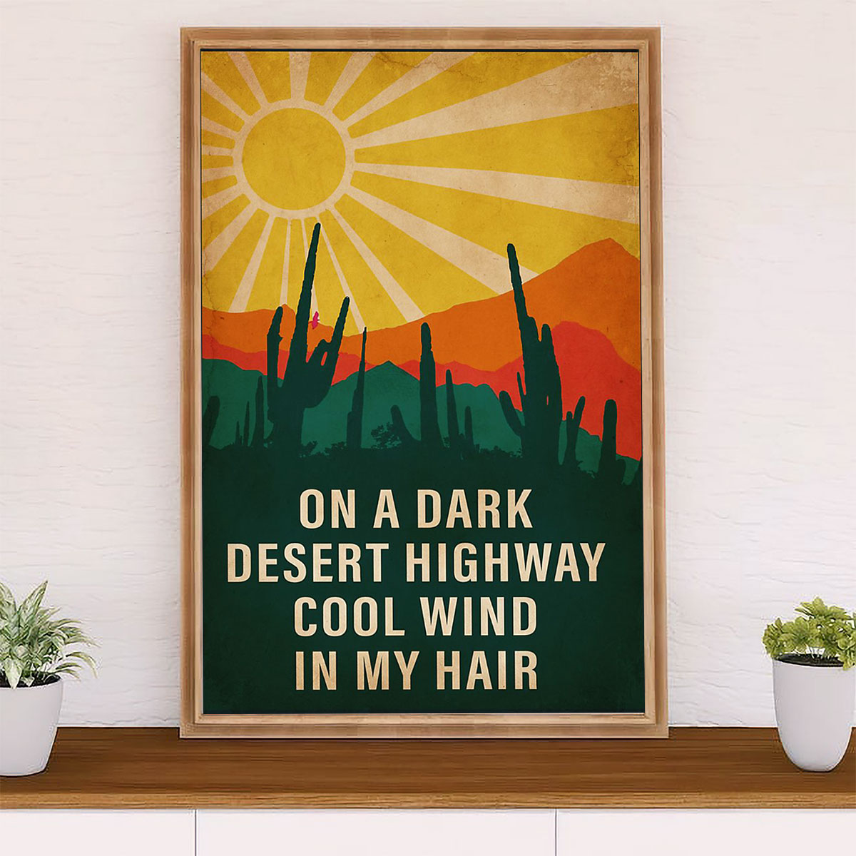 Camping Canvas | On A Dark desert Highway Cool Wind in My Hair | Wall Art Gift for Campers
