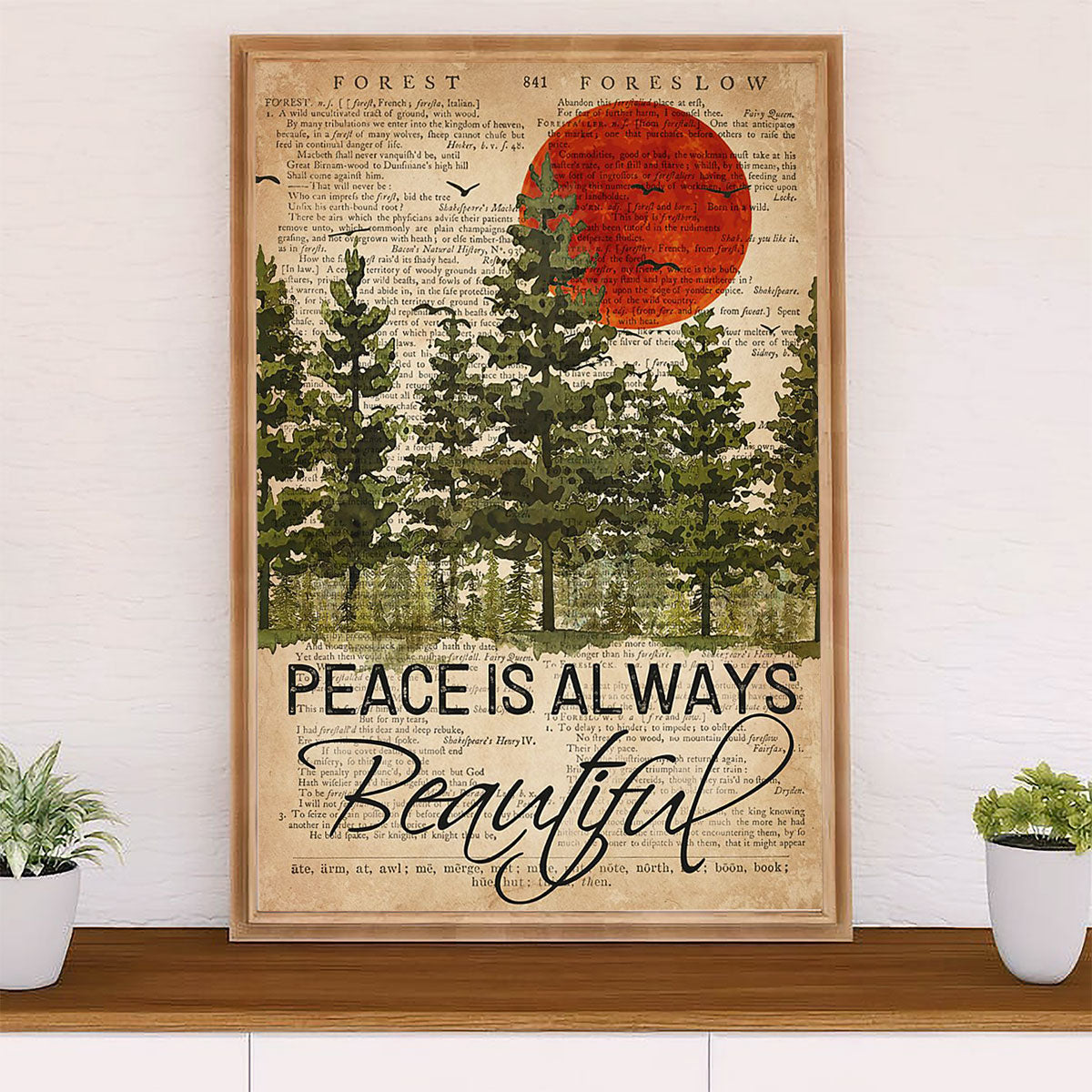 Camping Poster | Peace Is Always Beautiful | Wall Art Gift for Camper