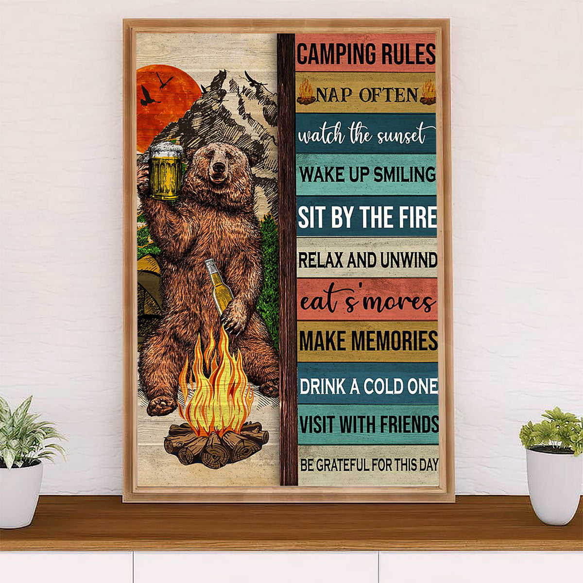 Camping Canvas | Camping Rules | Wall Art Gift for Campers