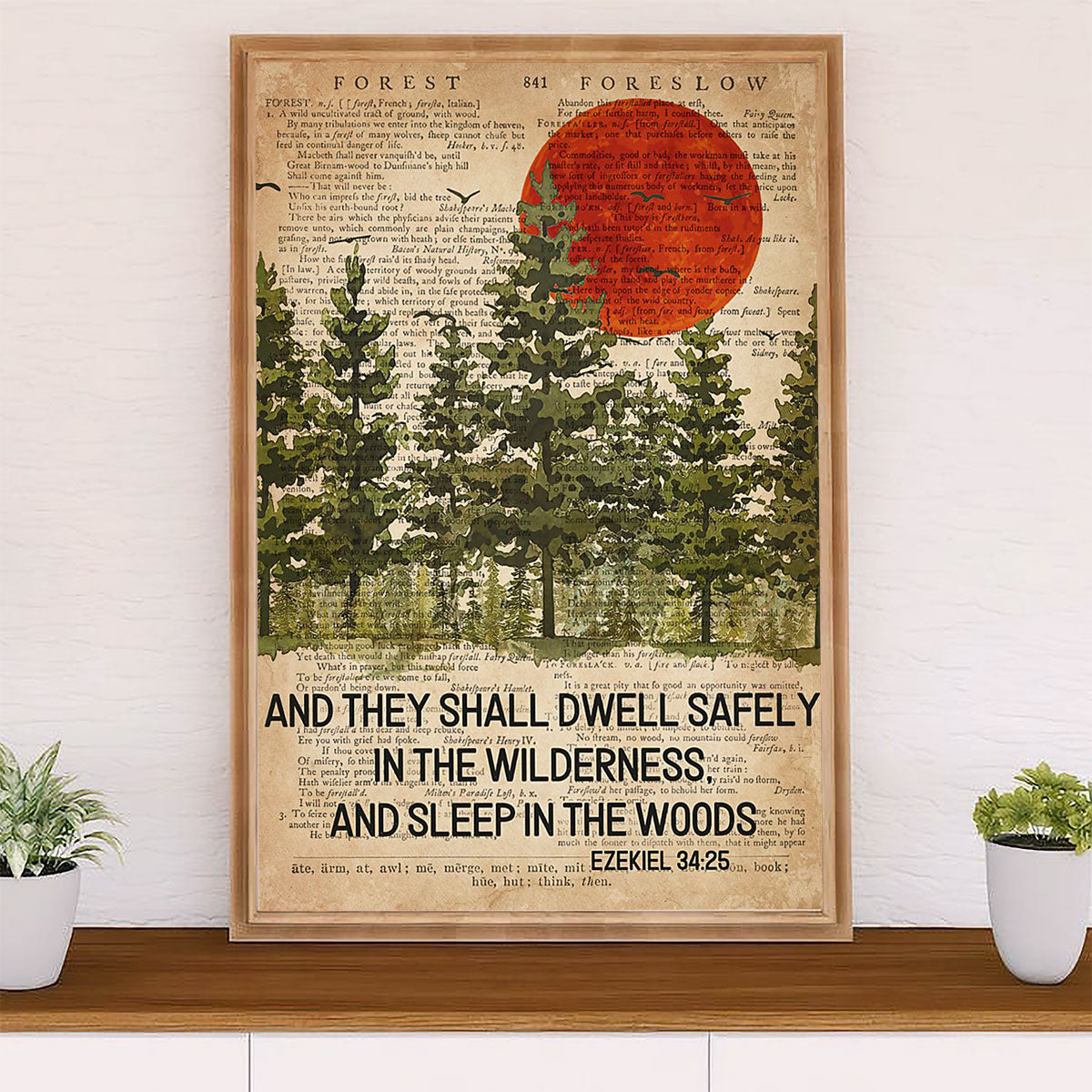 Camping Poster | They Shall Dwell Safely In The Wilderness | Wall Art Gift for Camper