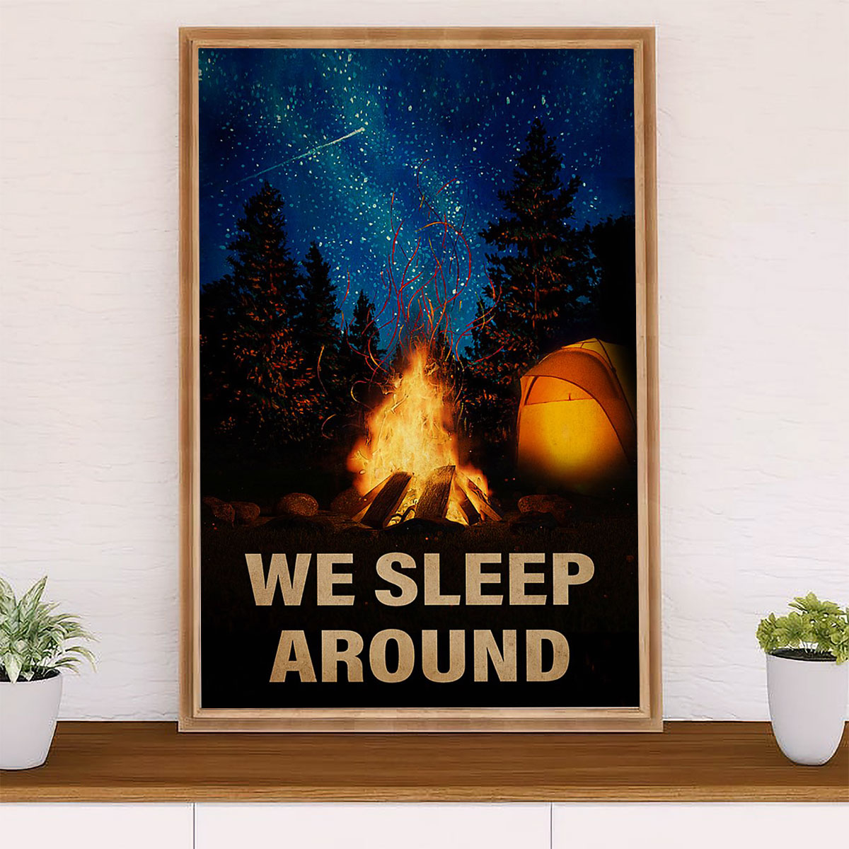 Camping Canvas | We Sleep Around | Wall Art Gift for Campers