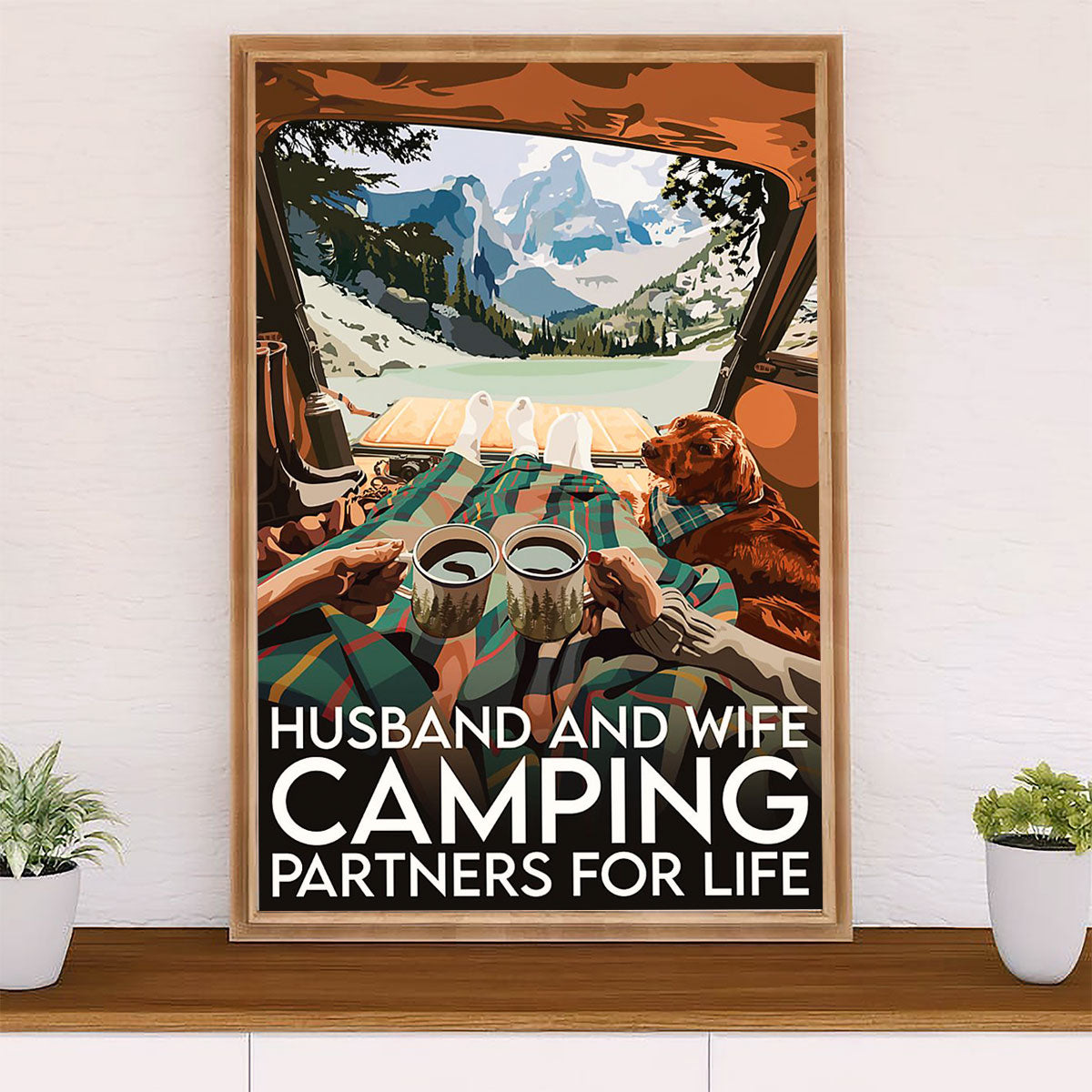 Camping Poster | Husband & Wife - Camping Partners for Life | Wall Art Gift for Camper