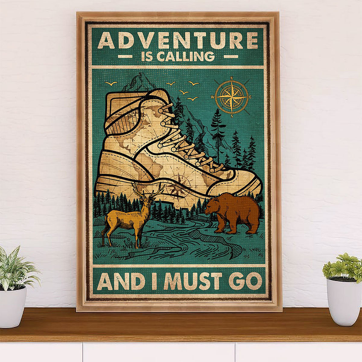 Camping Canvas | Adventure Is Calling & I Must Go | Wall Art Gift for Campers