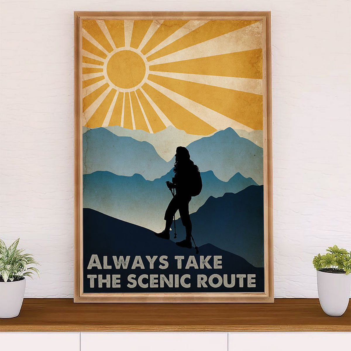 Camping Poster | Always Take The Scenic Route | Wall Art Gift for Camper