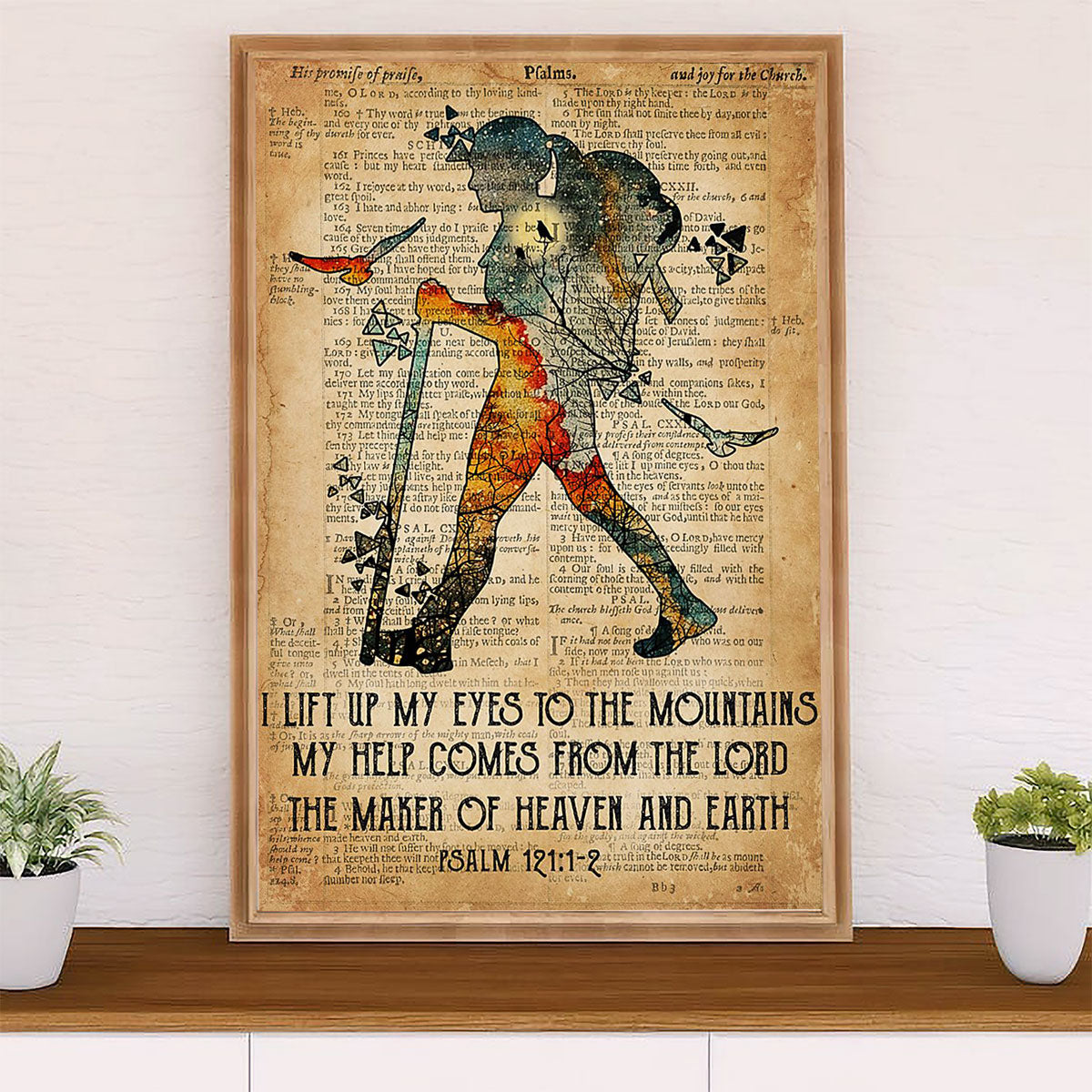 Camping Poster | Hiking - I Lift Up My Eyes To The Mountains | Wall Art Gift for Camper