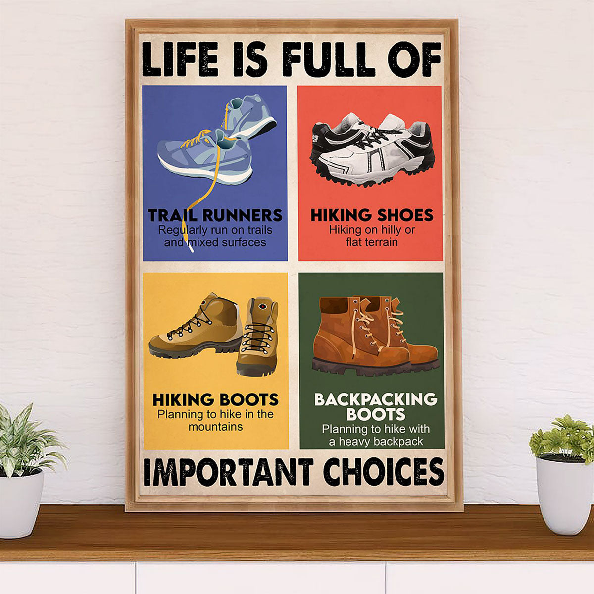Camping Poster | Hiking - Life Is Full of Important Choices | Wall Art Gift for Camper