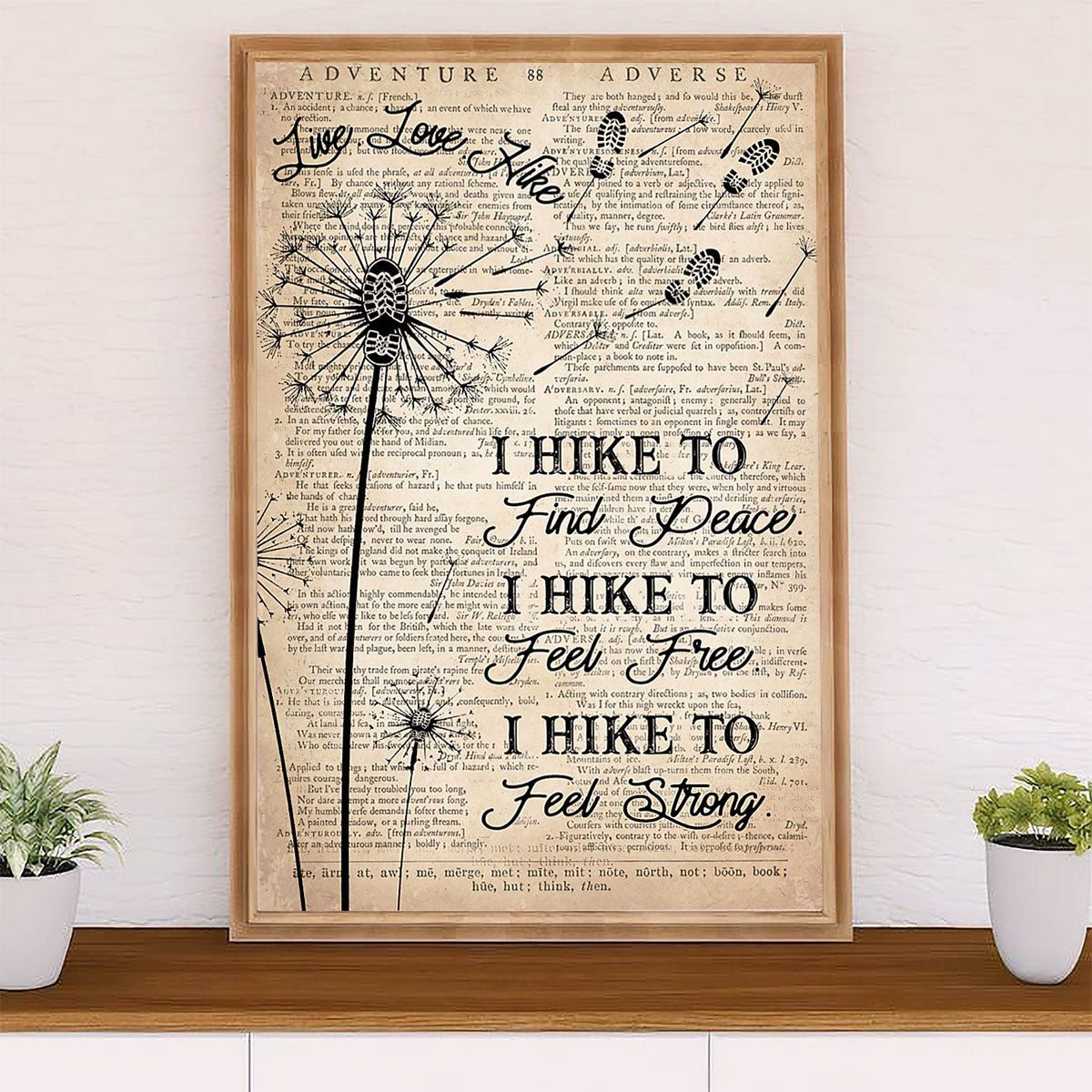 Camping Poster | Hiking - I Hike To Find Peace | Wall Art Gift for Camper