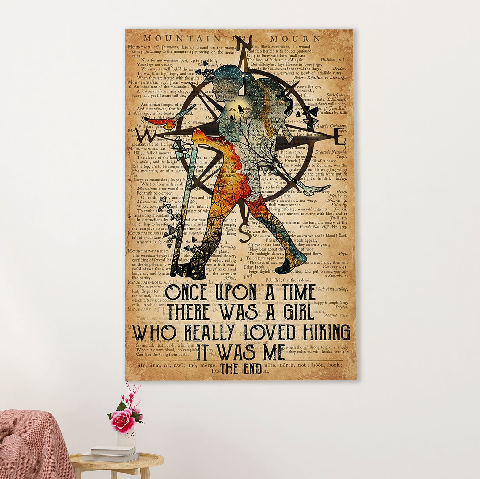 Camping Poster | Hiking - Once Upon A Time There Was A Girl | Wall Art Gift for Camper