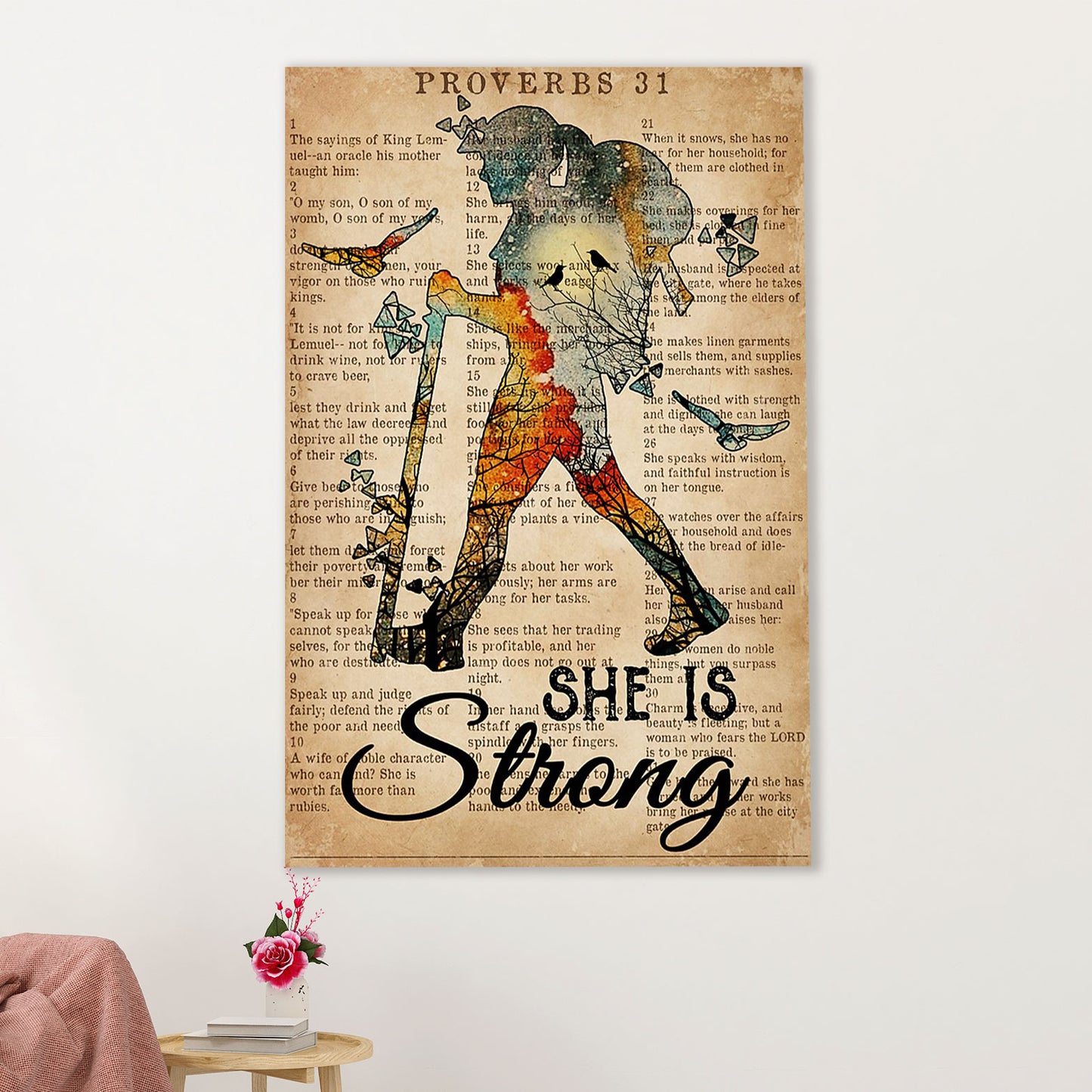Camping Poster | Hiking - She Is Strong | Wall Art Gift for Camper