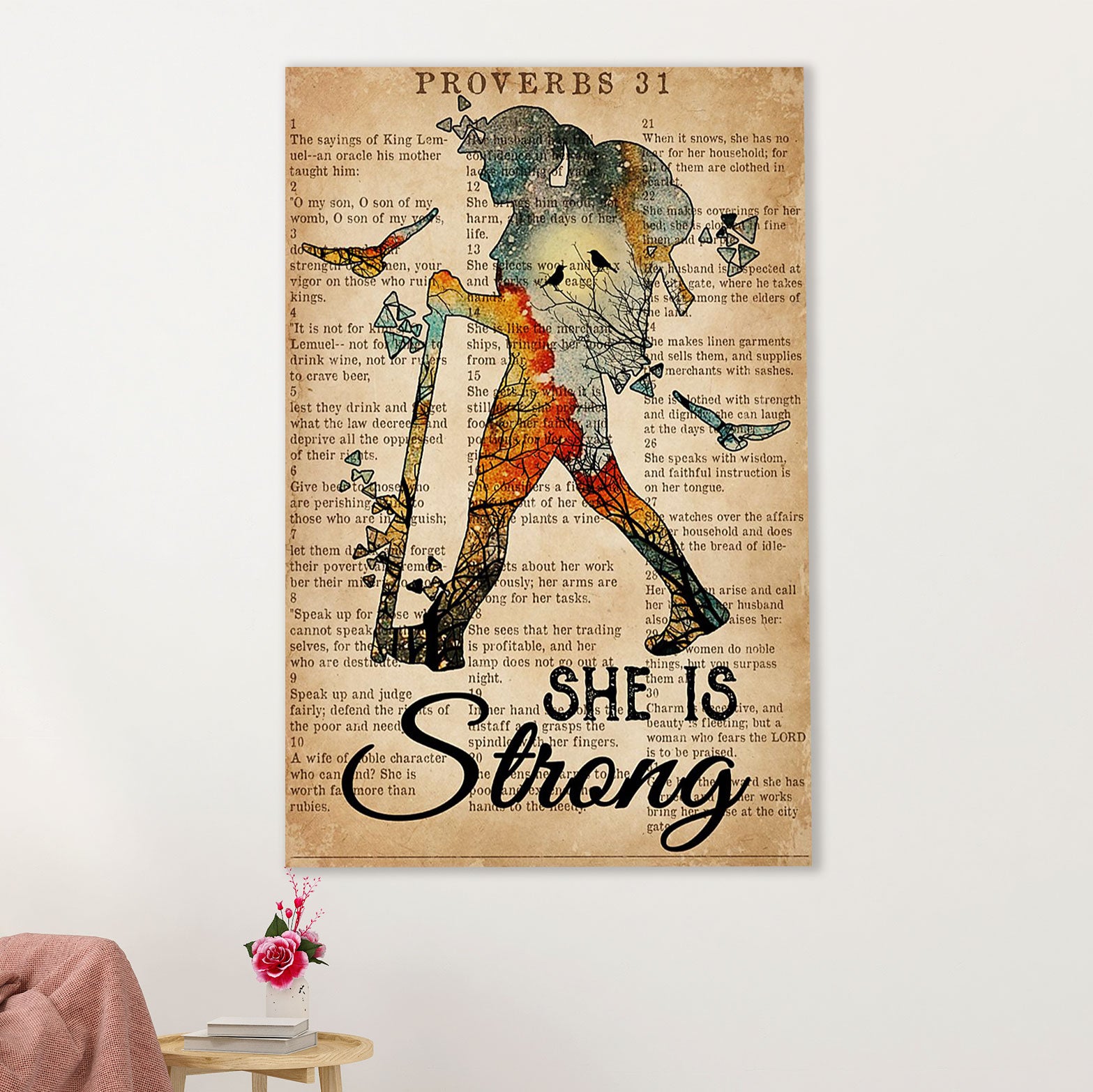 Camping Poster | Hiking - She Is Strong | Wall Art Gift for Camper