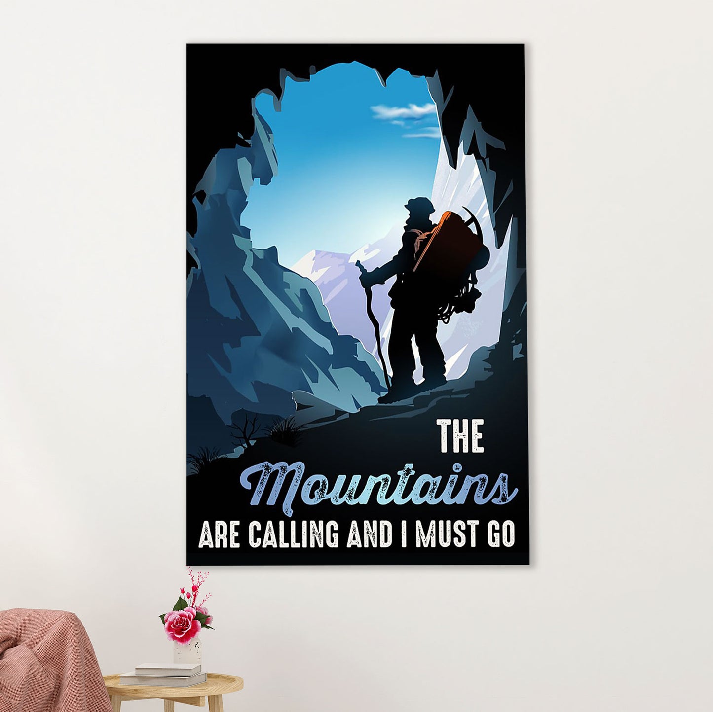 Camping Poster | Hiking - The Mountains Are Calling & I Must Go | Wall Art Gift for Camper