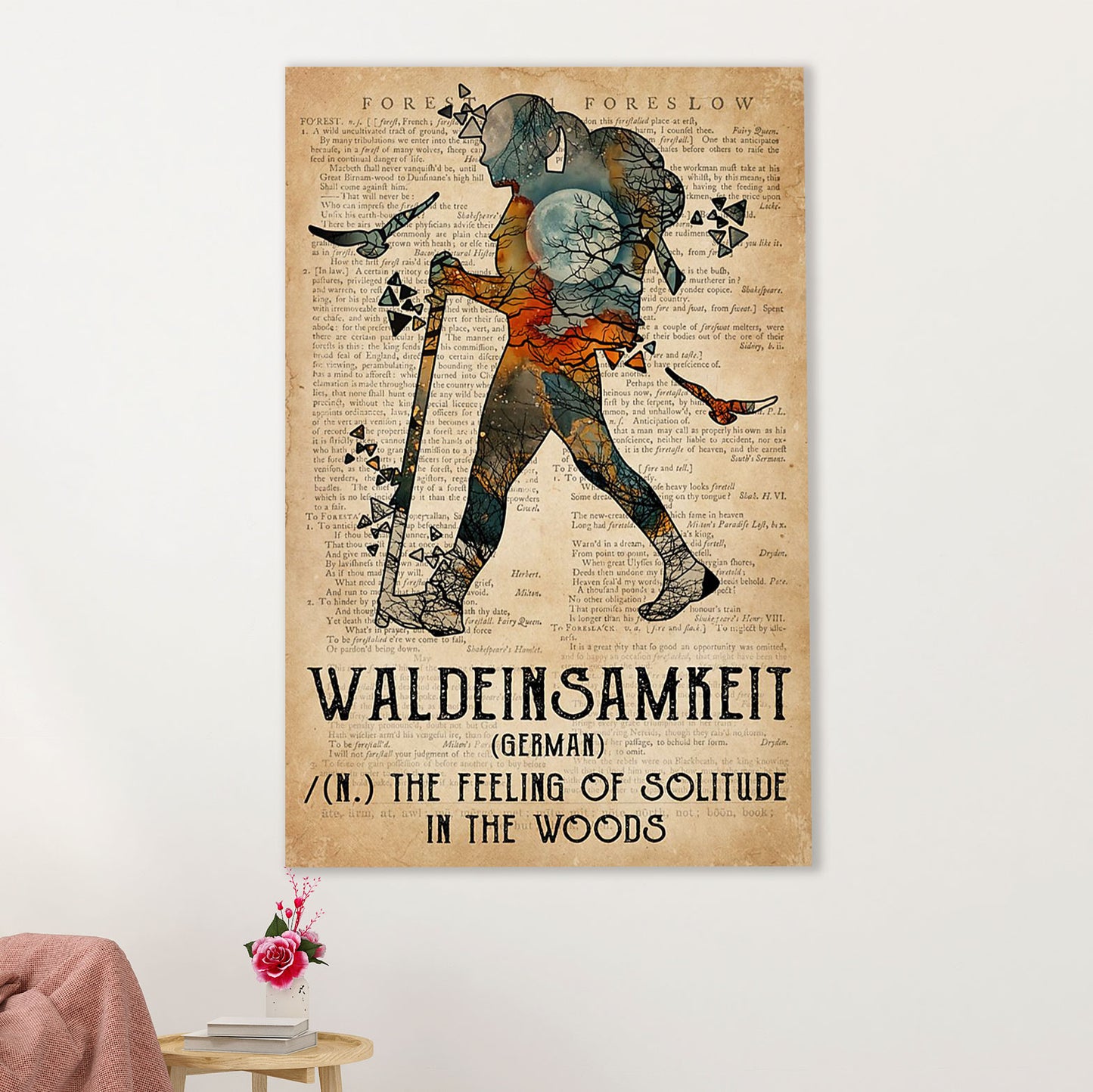 Camping Poster | Waldeinsamkeit German Definition | Wall Art Gift for Camper
