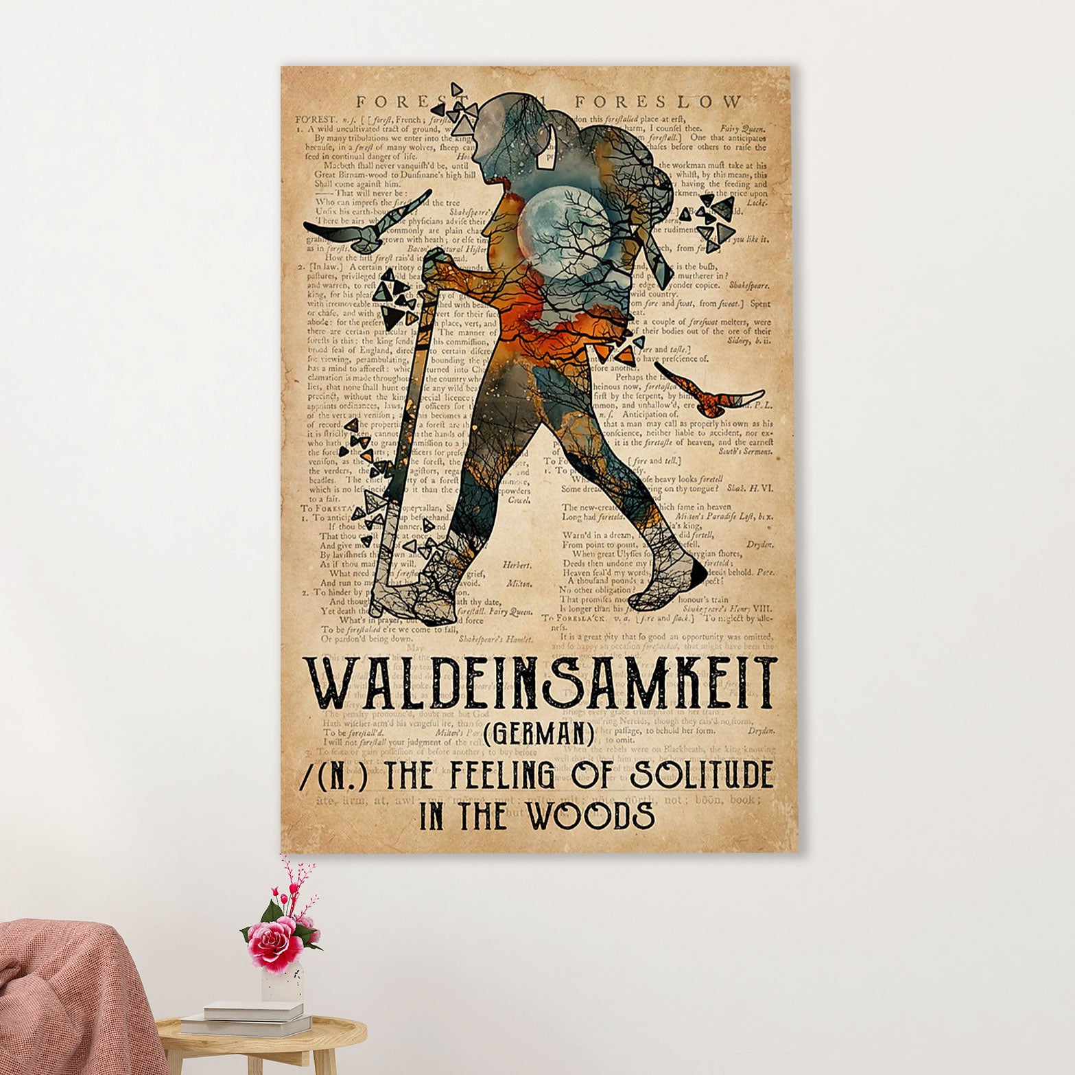 Camping Poster | Waldeinsamkeit German Definition | Wall Art Gift for Camper