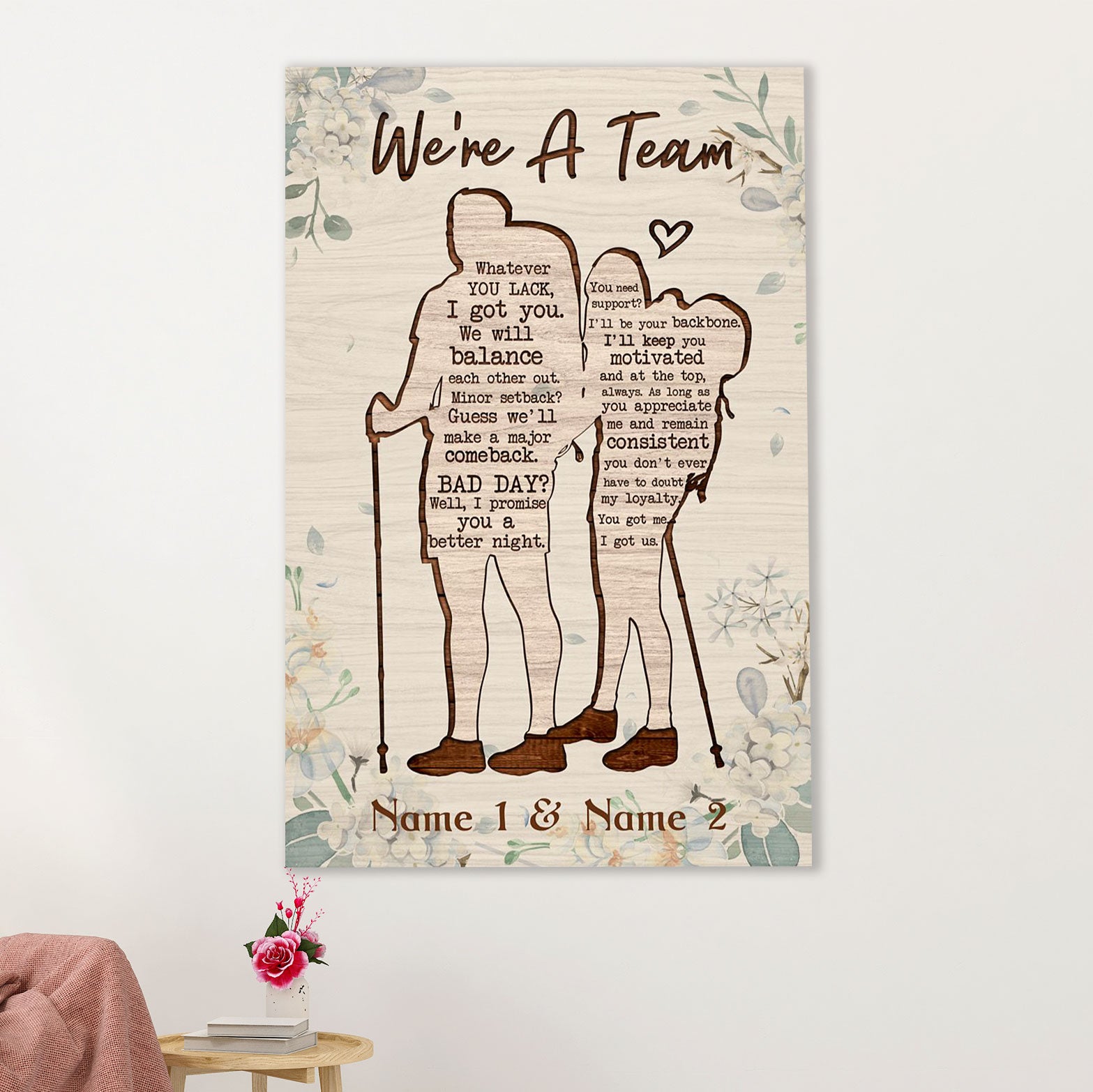 Camping Poster | Personalized Couple Name - We're A Team | Wall Art Gift for Camper