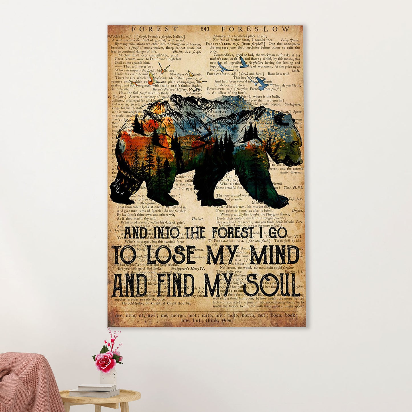 Camping Canvas | Into The Forest I Go To Lose My Mind | Wall Art Gift for Campers
