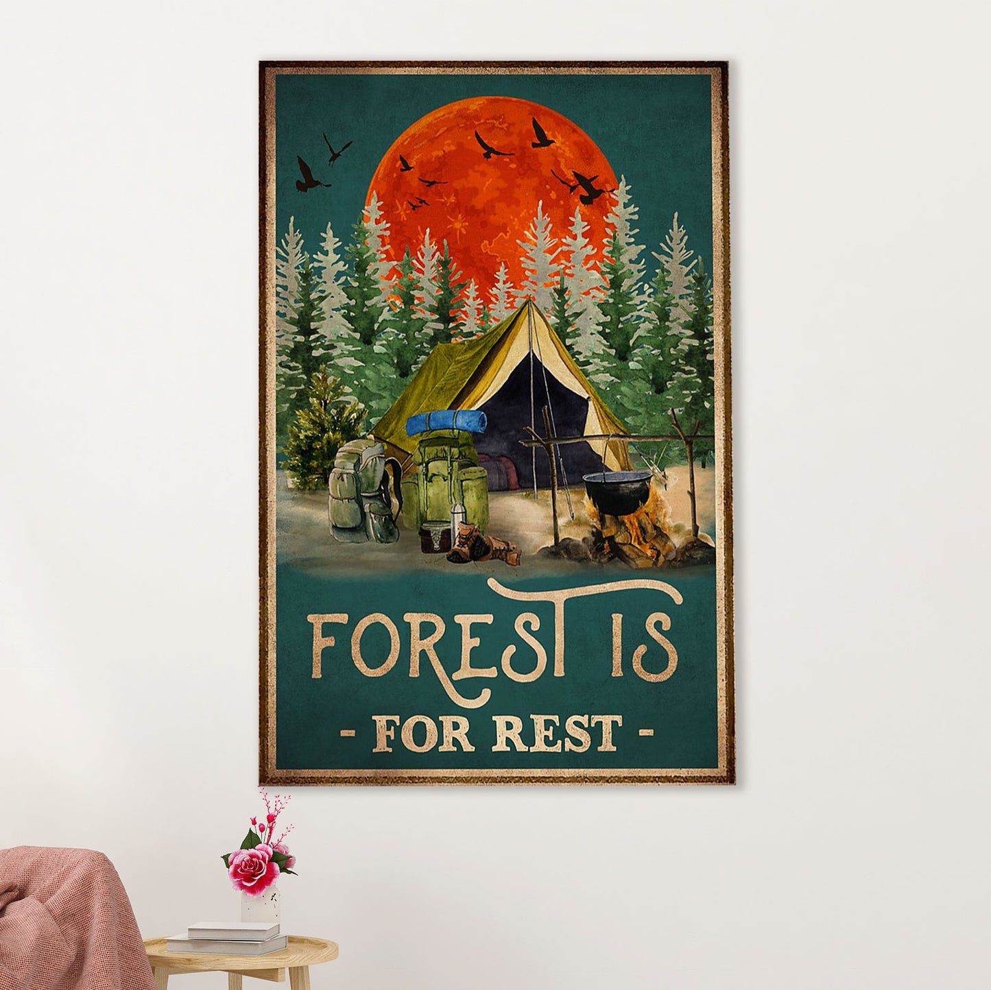 Camping Canvas | Forest Is For Rest | Wall Art Gift for Campers