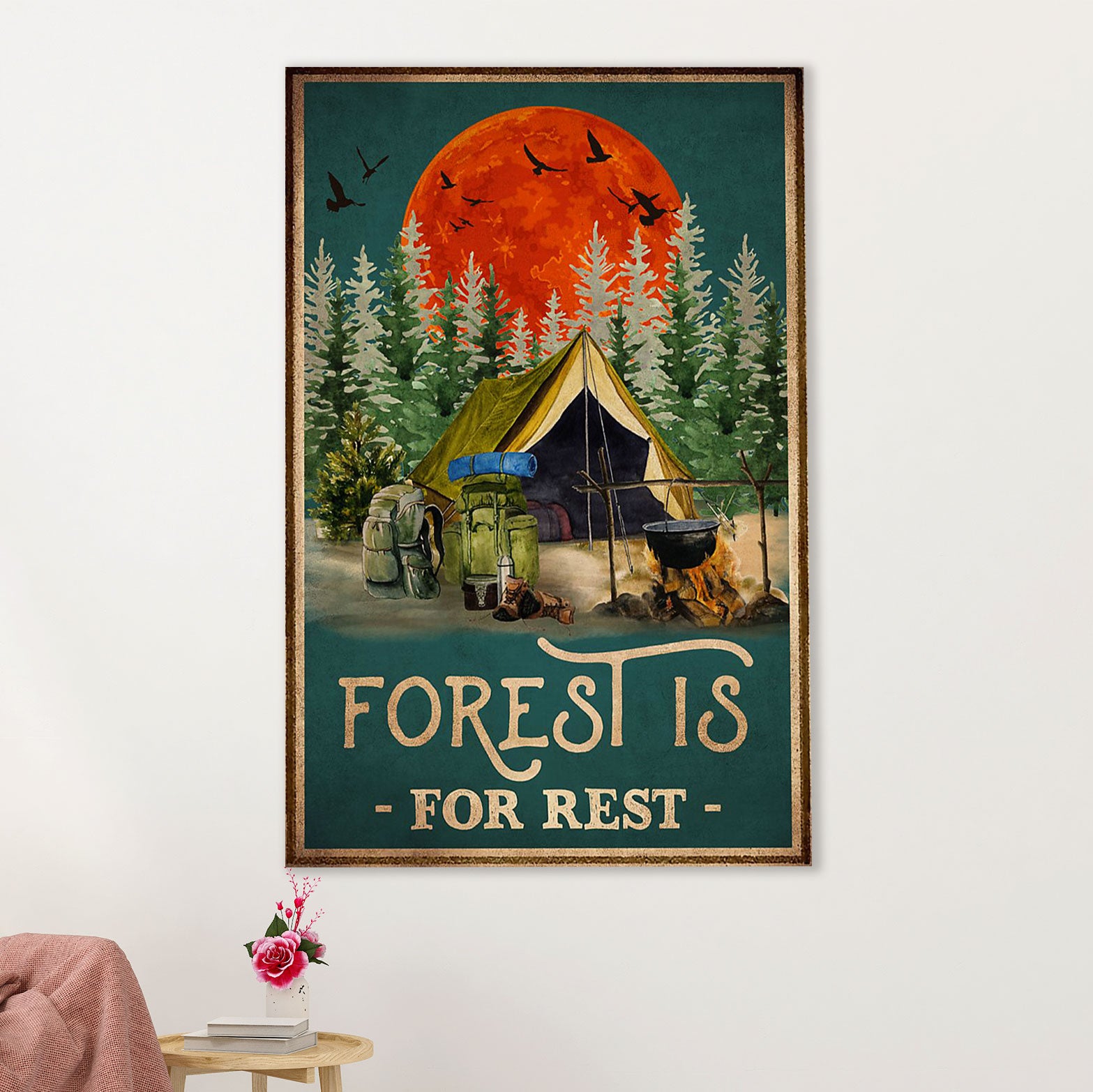 Camping Canvas | Forest Is For Rest | Wall Art Gift for Campers