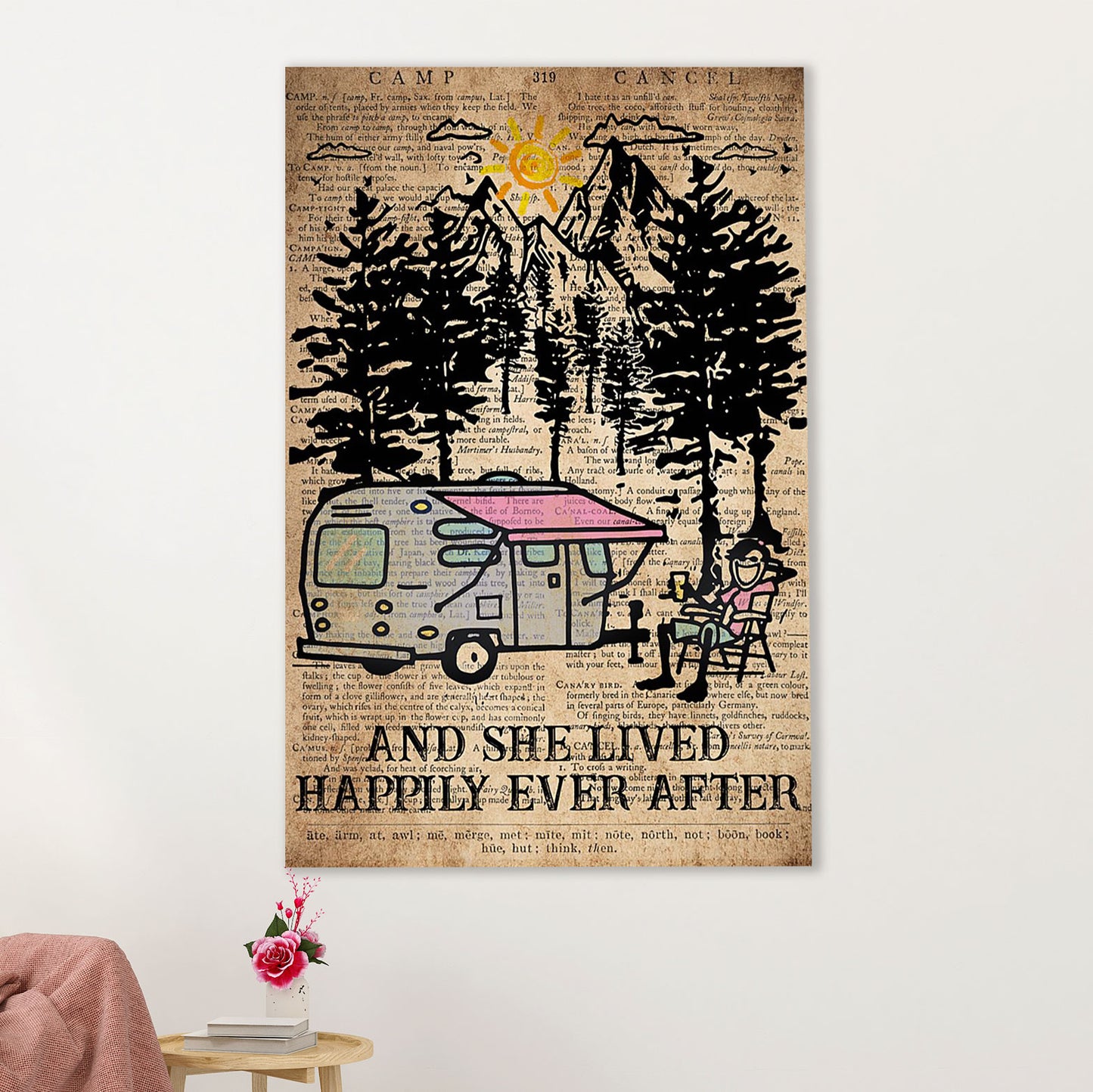 Camping Poster | And She Lived Happilly Ever After | Wall Art Gift for Camper
