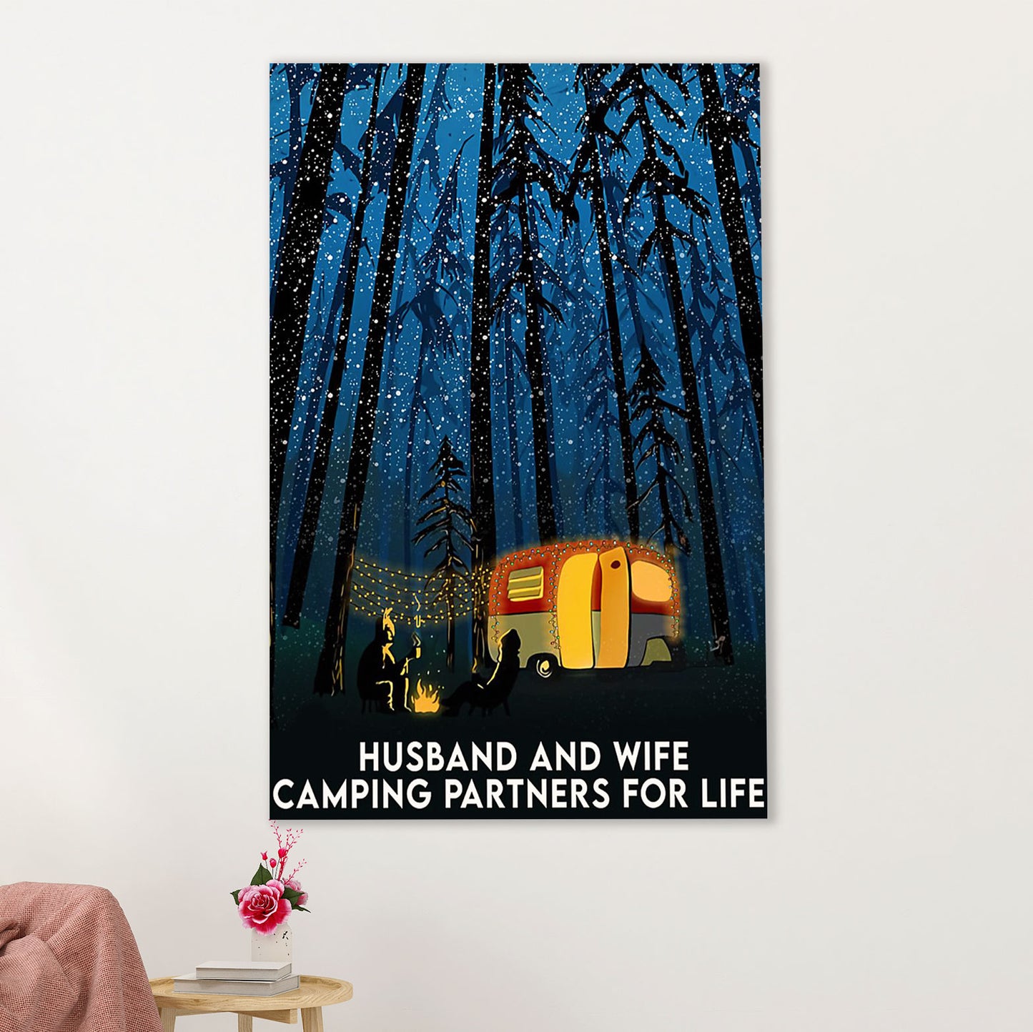 Camping Canvas | Husband & Wife - Camping Partners For Life | Wall Art Gift for Campers