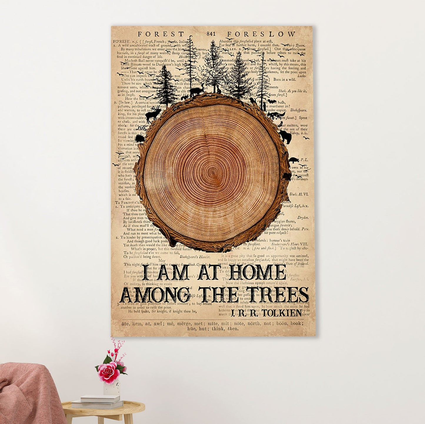 Camping Canvas | I Am At Home Among The Trees | Wall Art Gift for Campers
