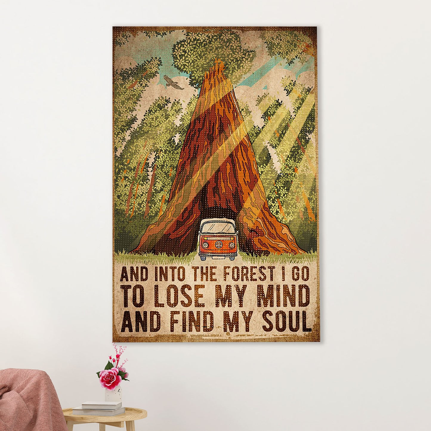 Camping Canvas | Motorhome Into The Forest I Go To Lose My Mind | Wall Art Gift for Campers