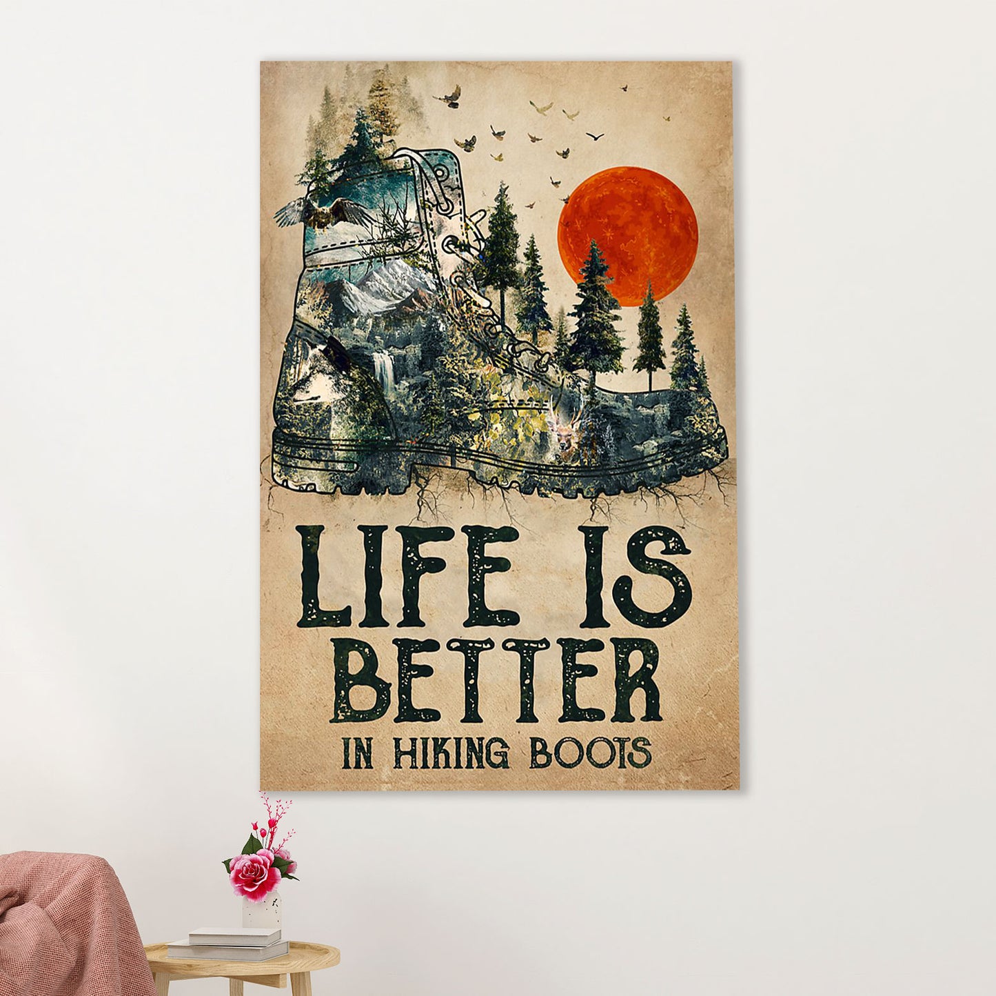 Camping Canvas | Hiking Lover - Life Is Better In Hiking Boots | Wall Art Gift for Campers