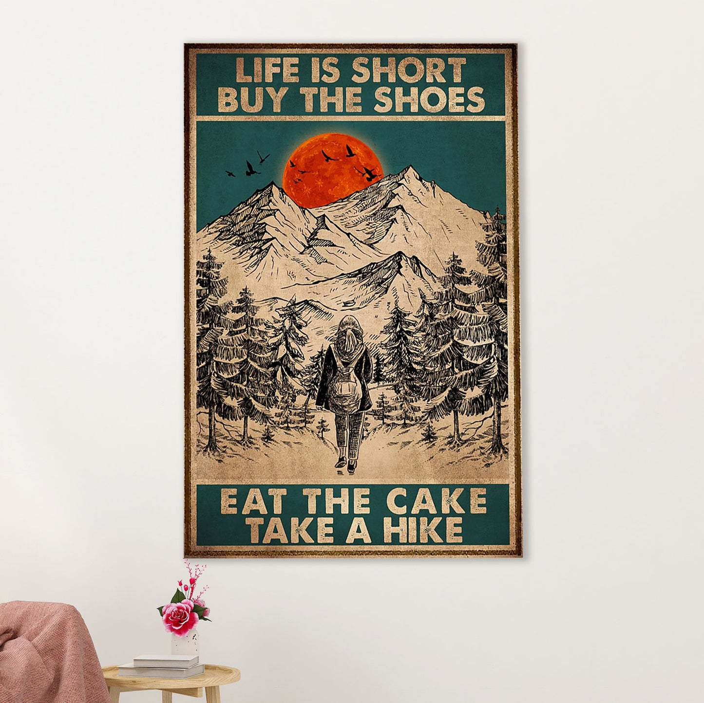Camping Canvas | Girl - Life Is Short Buy The Shoes | Wall Art Gift for Campers