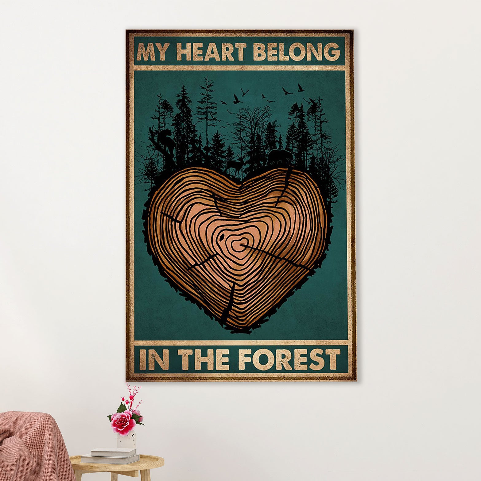Camping Canvas | My Heart Belong In The Forest | Wall Art Gift for Campers