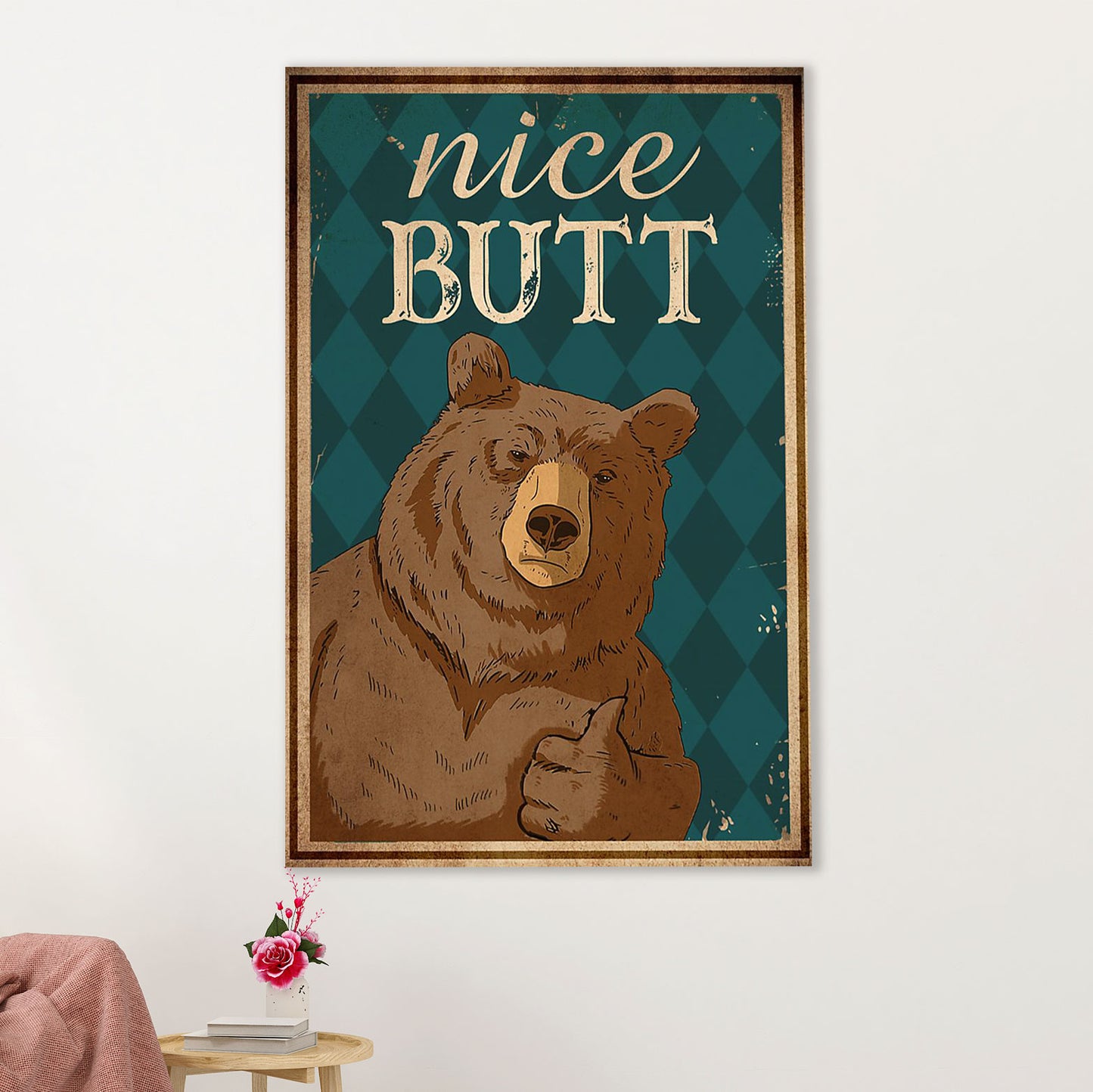 Camping Canvas | Funny Bear - Nice Butt | Wall Art Gift for Campers