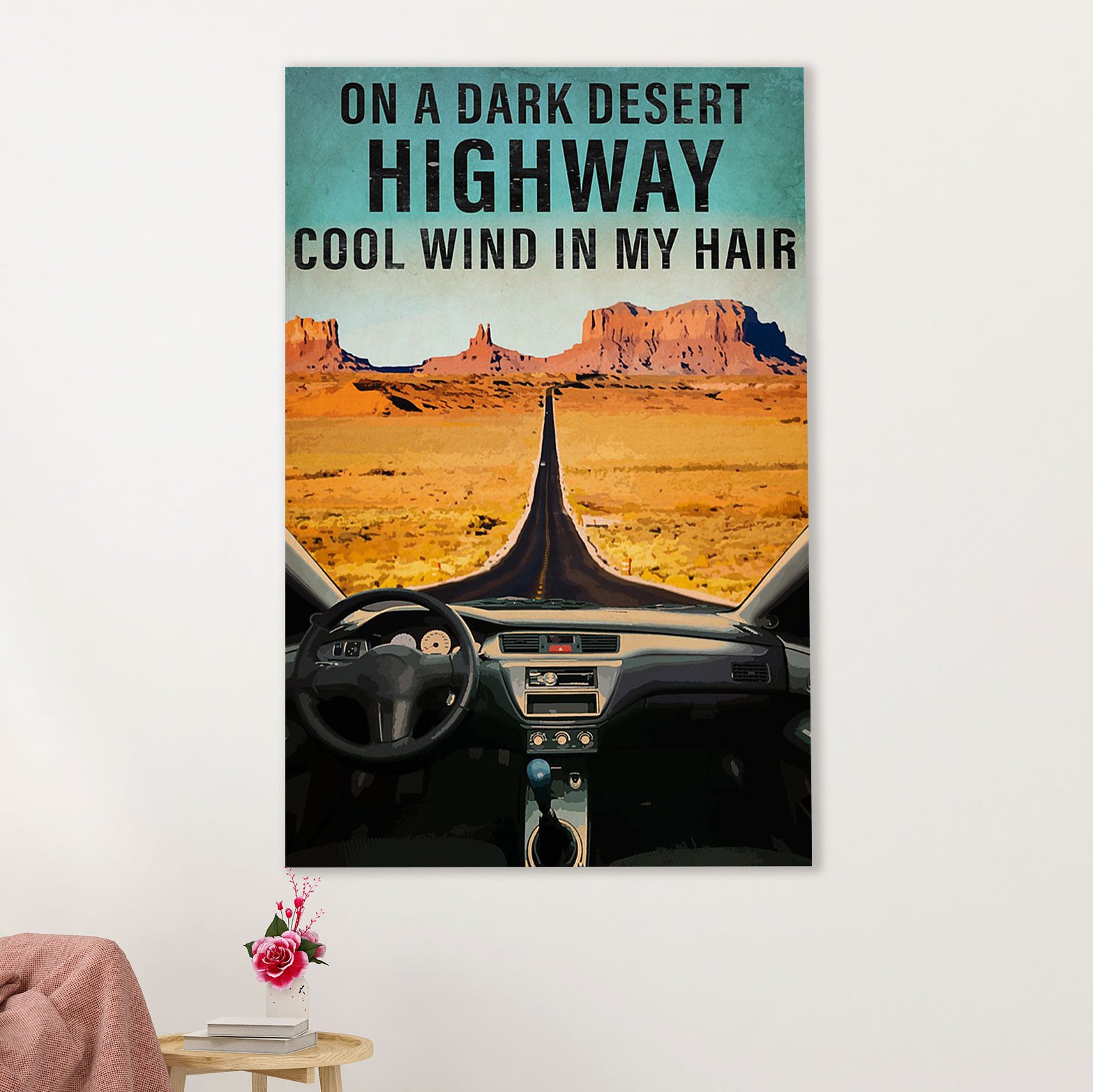 Camping Canvas | On A Dark desert Highway Cool Wind in My Hair | Wall Art Gift for Campers