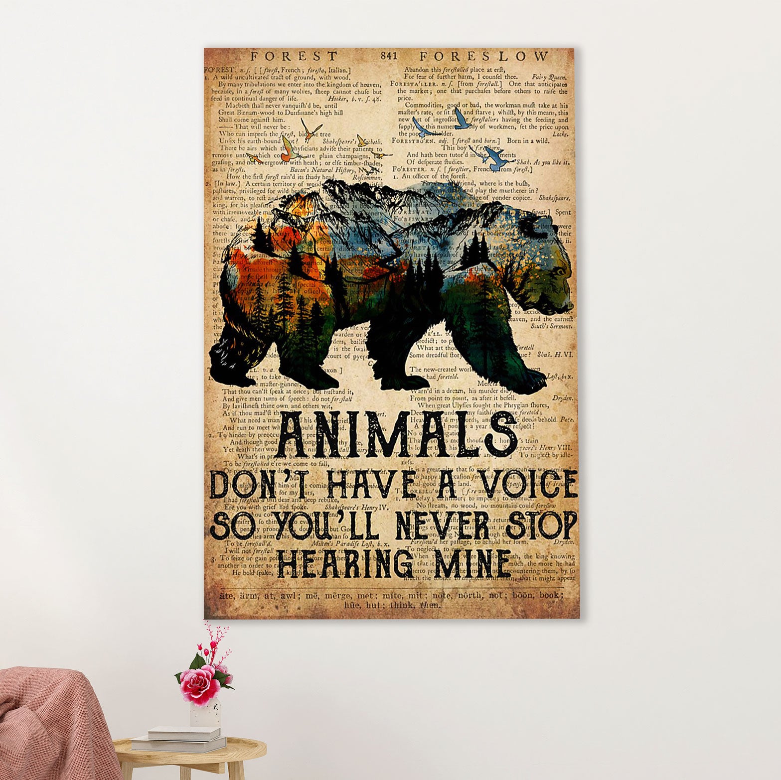 Camping Poster | Animals Don't Have A Voice | Wall Art Gift for Camper