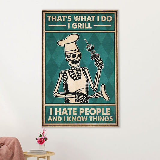Camping Canvas | That's What I Do I Grill, I Hate People & Know Things | Wall Art Gift for Campers