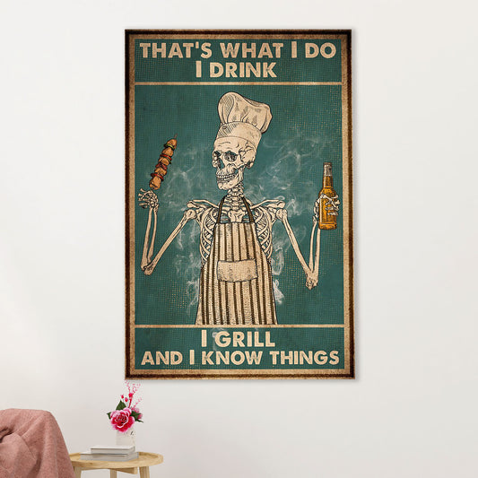 Camping Canvas | That's What I Do I Drink, I Grill & I Know Things | Wall Art Gift for Campers